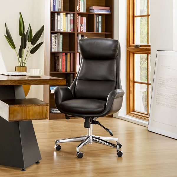 Modern Leatherette Gaslift Adjustable Swivel High Back Office Chair