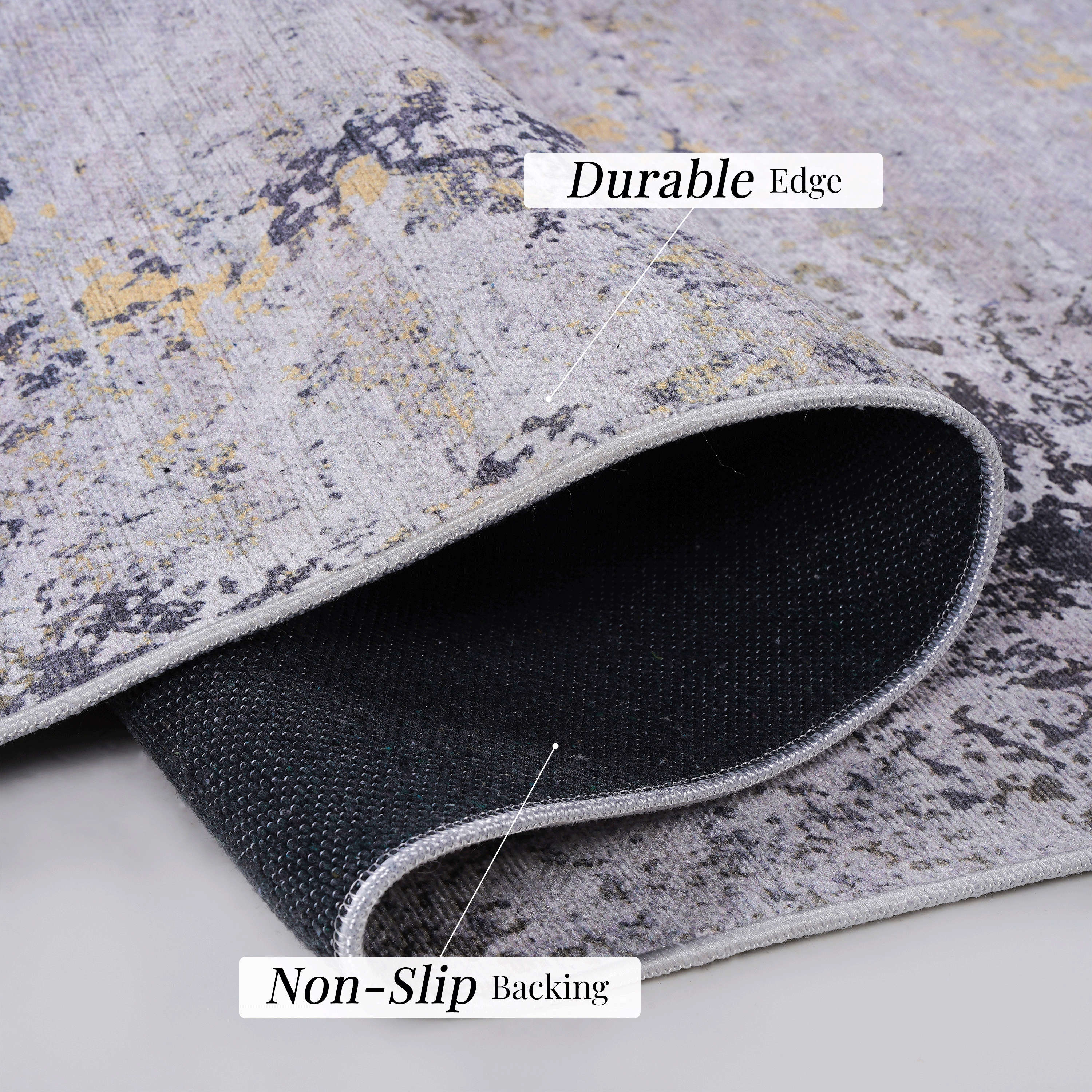 Naar Washable Area Rugs, Low-Pile, Non-Slip, Non-Shedding, Foldable, Kid & Pet Friendly