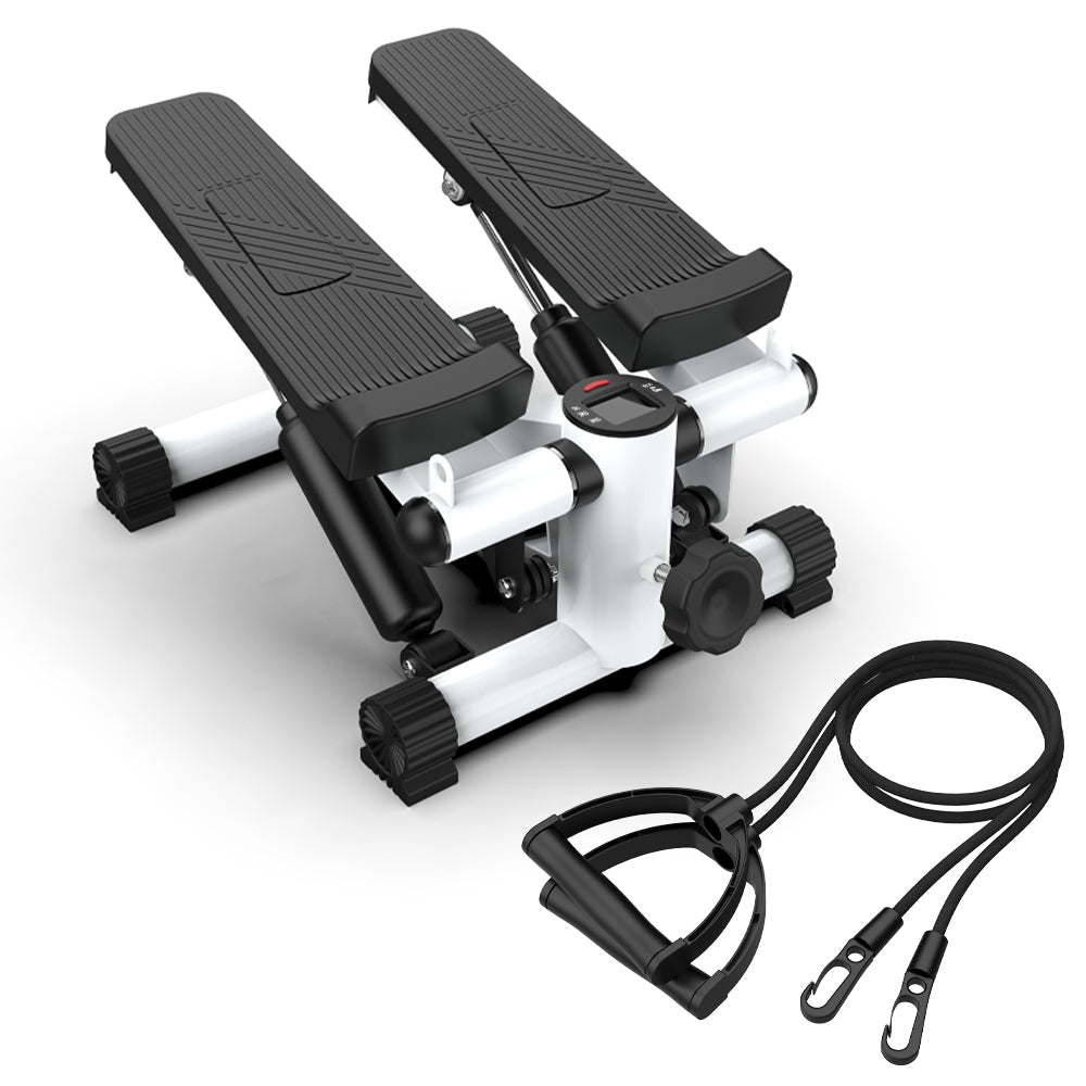 Mini-Steppers-for-Exercise,-Stair-Stepper-with-Resistance-Bands,-Mini-Stepper-with-300LBS-Loading-Capacity,-Hydraulic-Fitness-Stepper-with-LCD-Monitor(Black+White)-