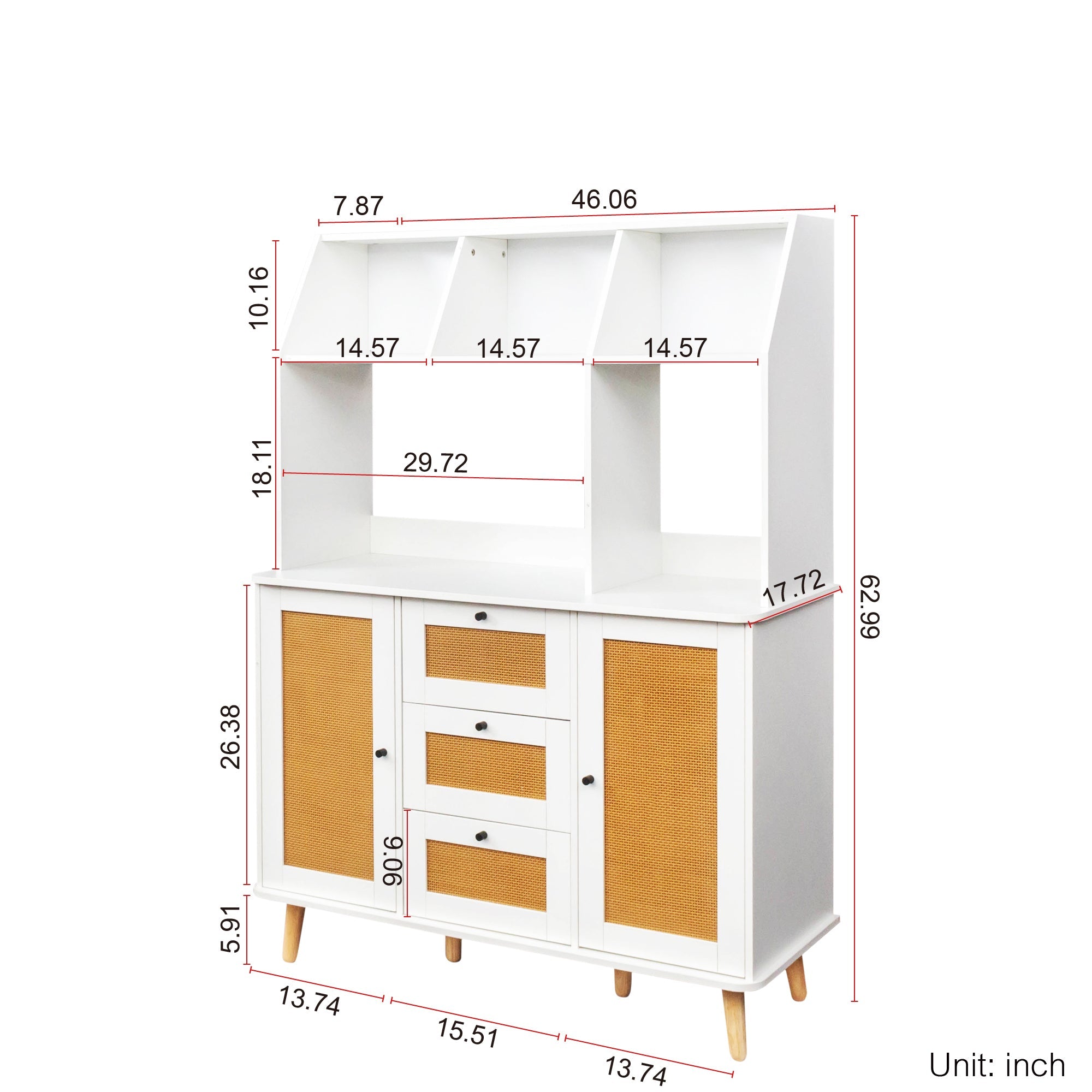 Cabinet with Rattan Door and 3 Drawers,Floor Cabinet with Storage,Buffet Cabinet for Living Room, Dining Room, Entryway - Tuesday Morning - Cabinets & Storage