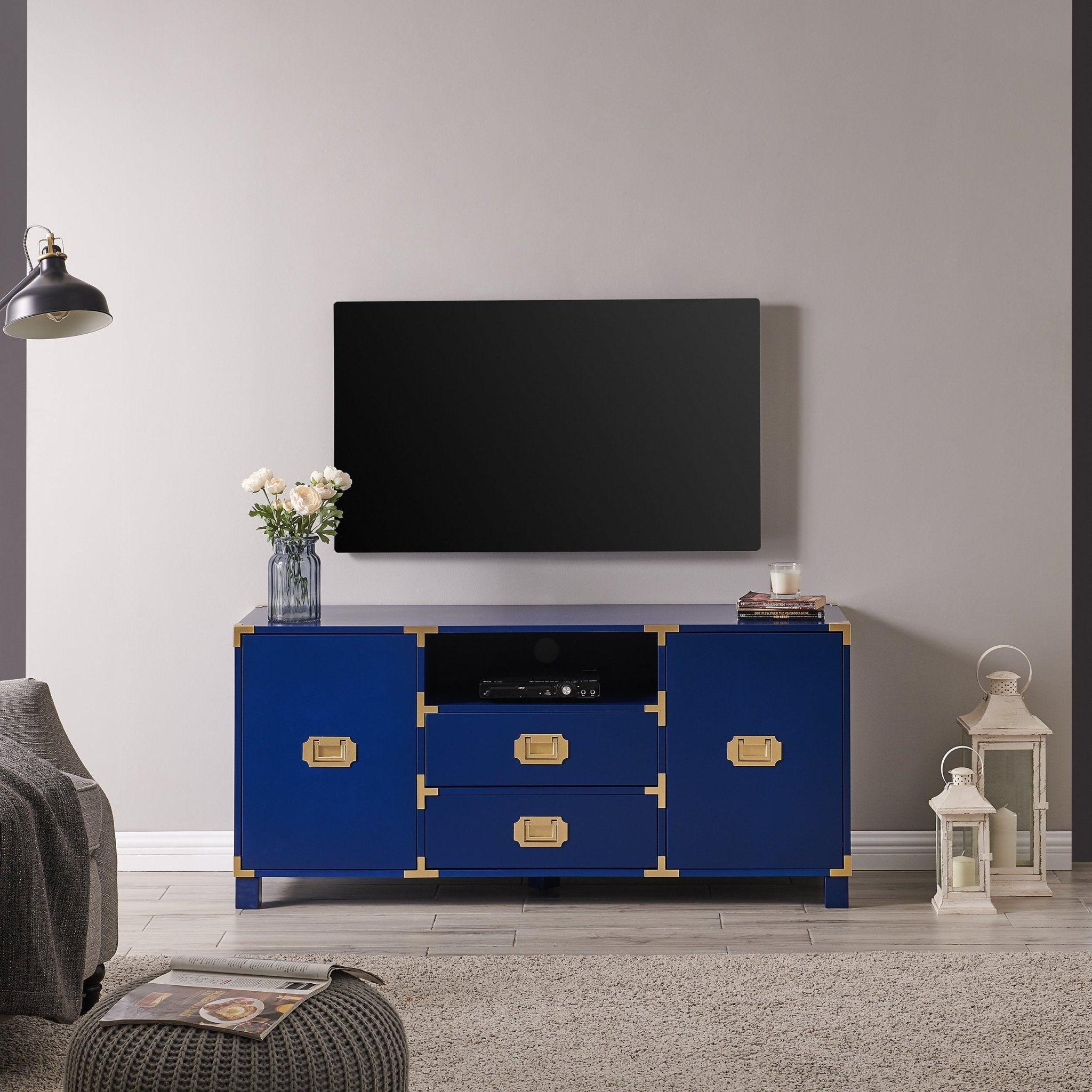 Campaign Entertainment Center Console - Navy - Tuesday Morning - Entertainment Centers & TV Stands