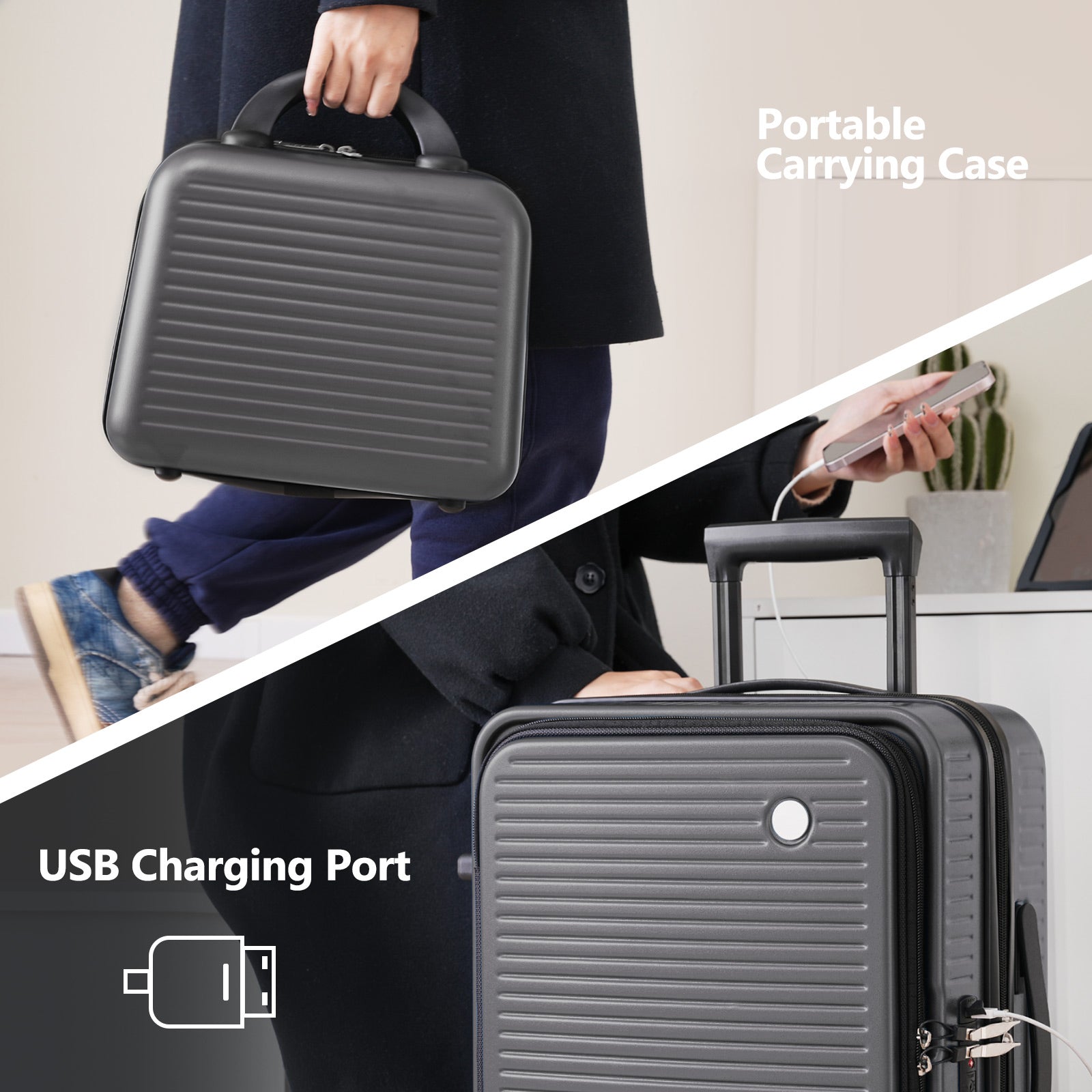 Carry - on Luggage 20 Inch Front Open Luggage Lightweight Suitcase with Front Pocket and USB Port, 1 Portable Carrying Case - Tuesday Morning - Luggage & Bags