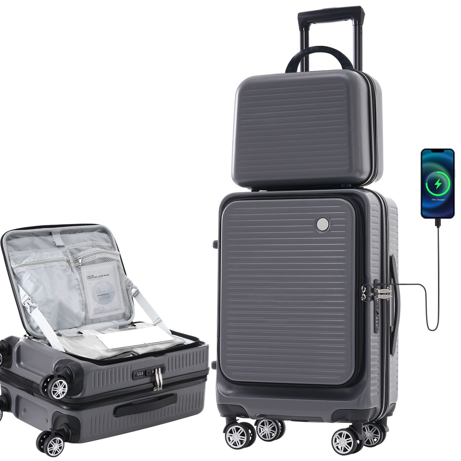 Carry-on Luggage 20 Inch Front Open Luggage Lightweight Suitcase with ...