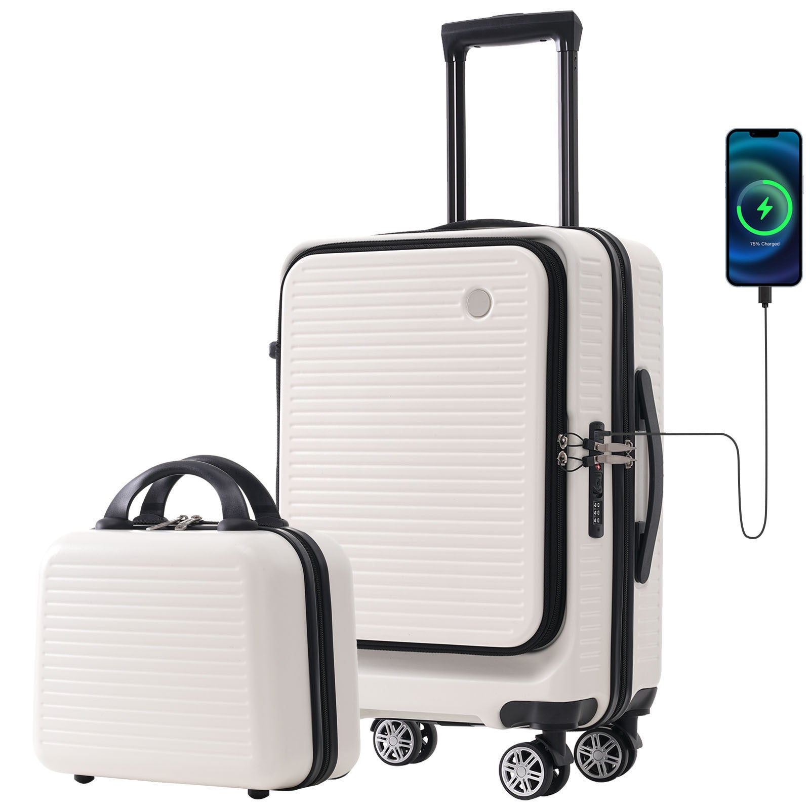 Carry - on Luggage 20 Inch Front Open Luggage Lightweight Suitcase with Front Pocket and USB Port, 1 Portable Carrying Case - Tuesday Morning - Luggage & Bags