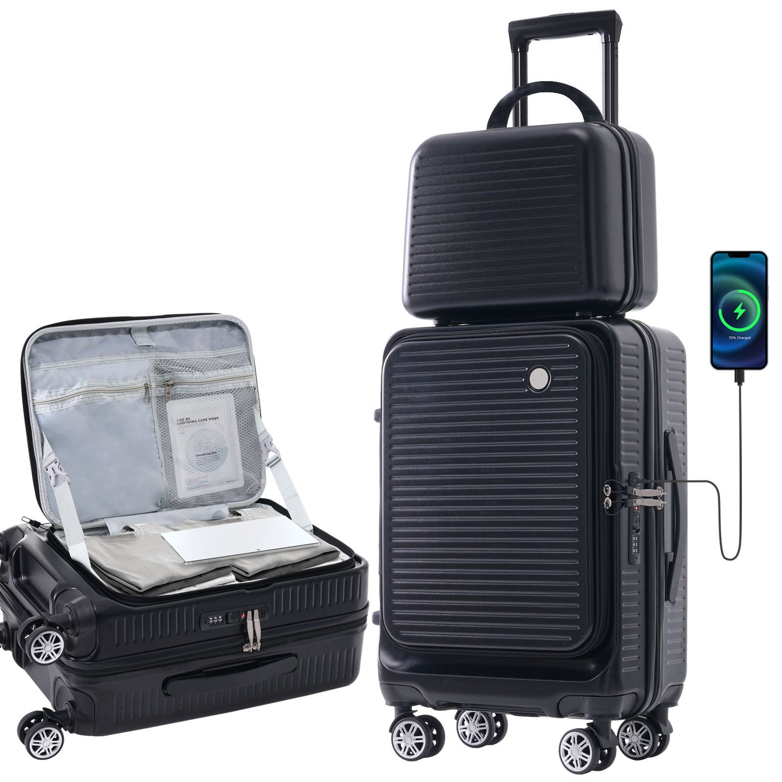 Carry - on Luggage 20 Inch Front Open Luggage Lightweight Suitcase with Front Pocket and USB Port, 1 Portable Carrying Case - Tuesday Morning - Luggage & Bags