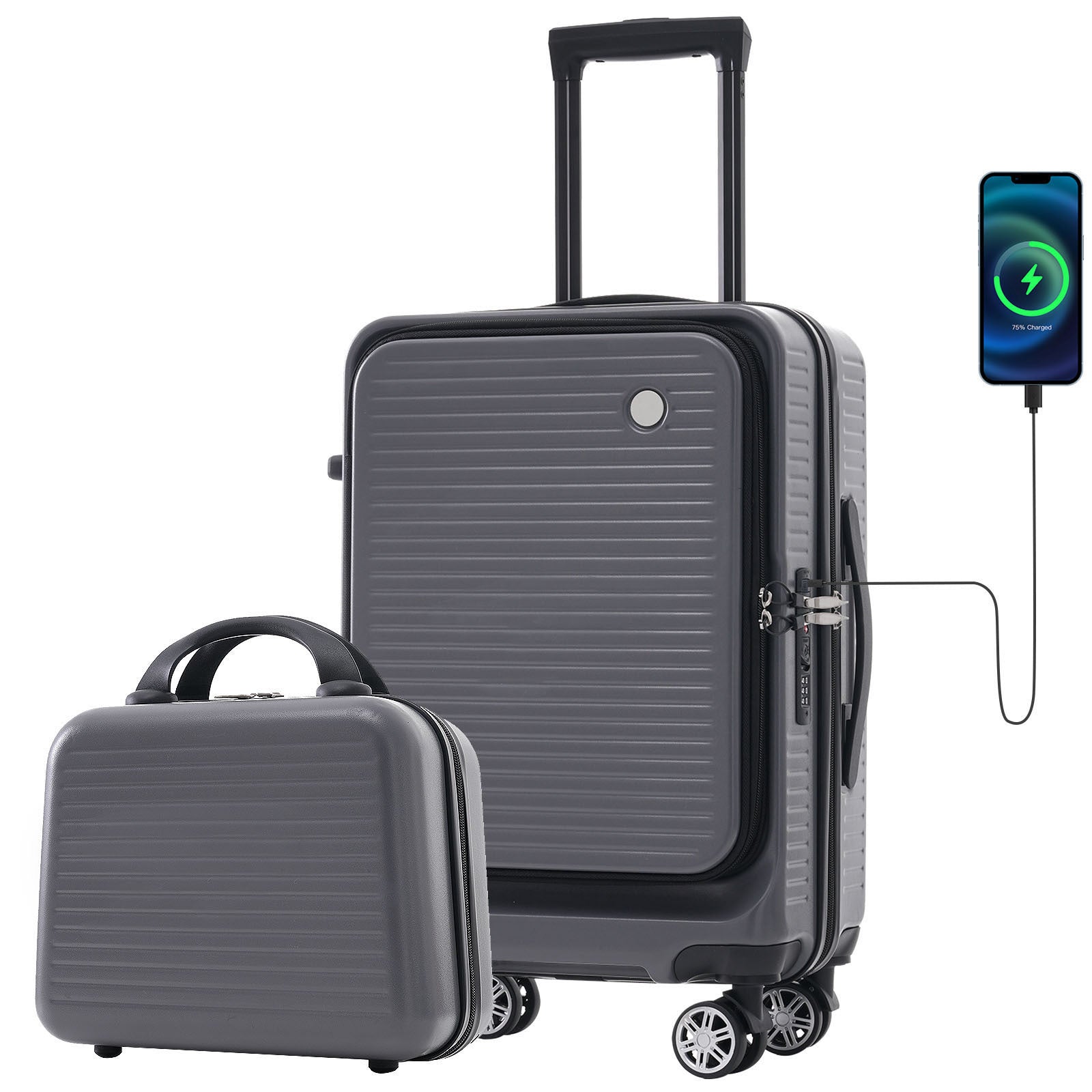 Carry - on Luggage 20 Inch Front Open Luggage Lightweight Suitcase with Front Pocket and USB Port, 1 Portable Carrying Case - Tuesday Morning - Luggage & Bags