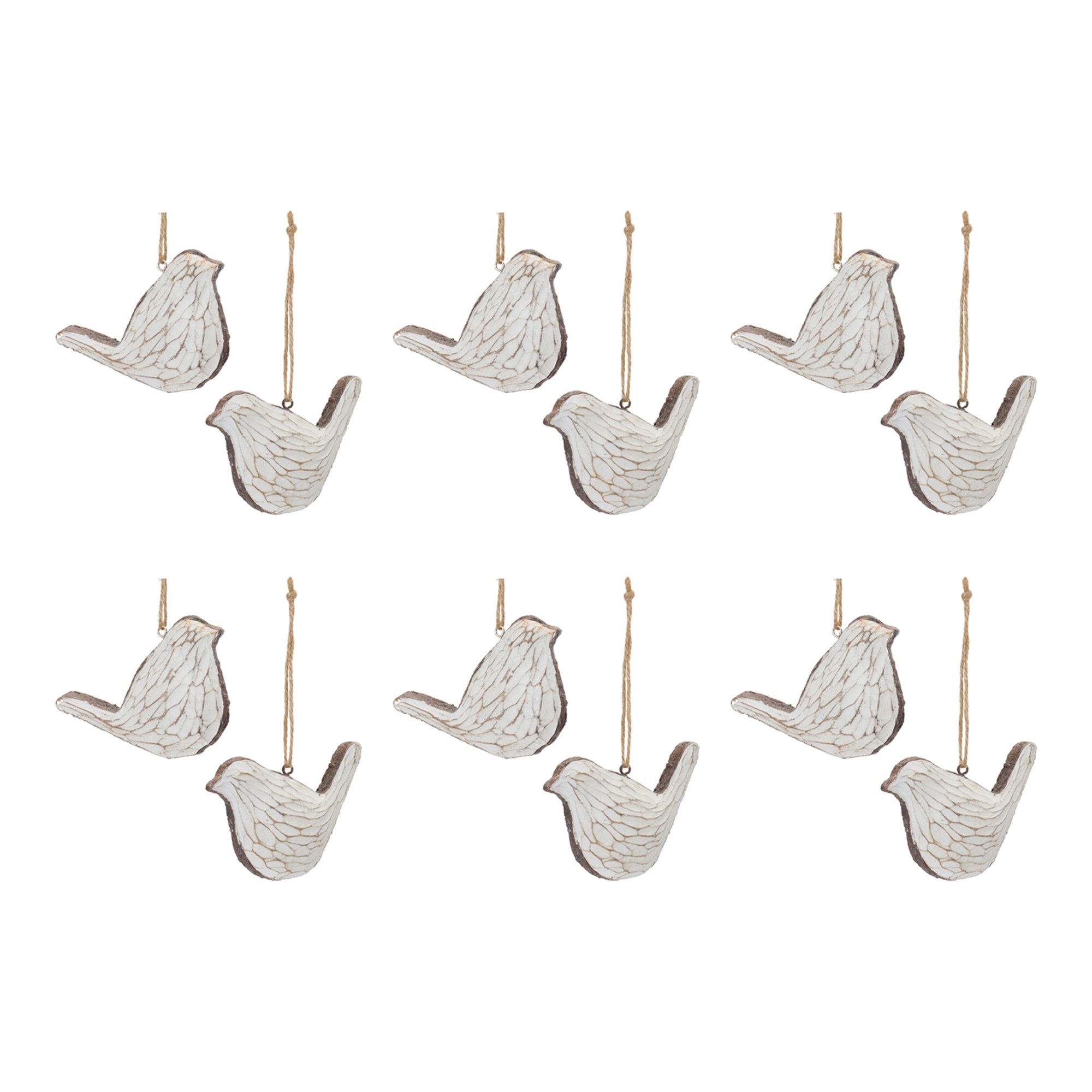 Carved Bird Ornament (Set of 12) - Tuesday Morning - Decorative Objects