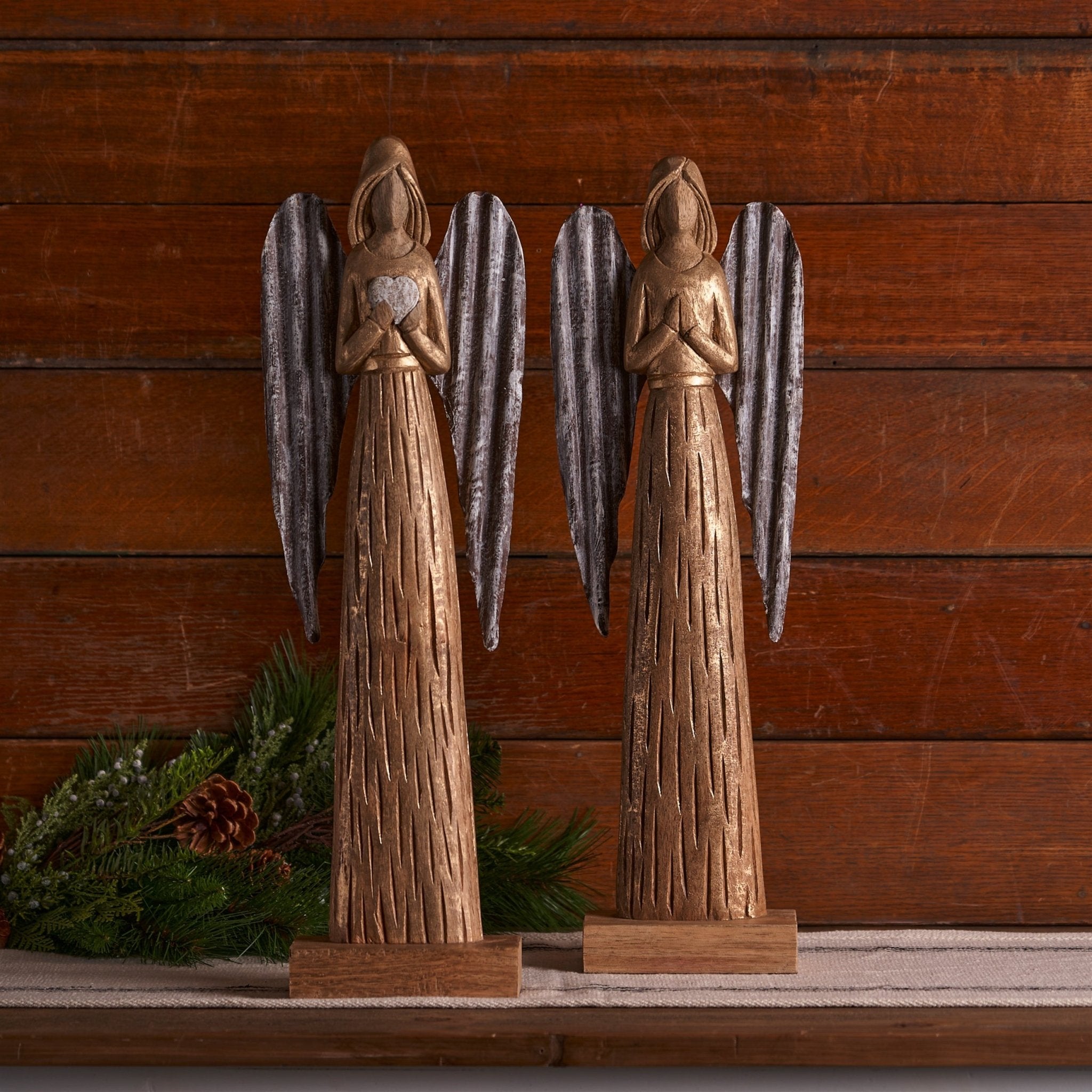 Carved Wood Angel Statue (Set of 2) - Tuesday Morning - Decorative Objects