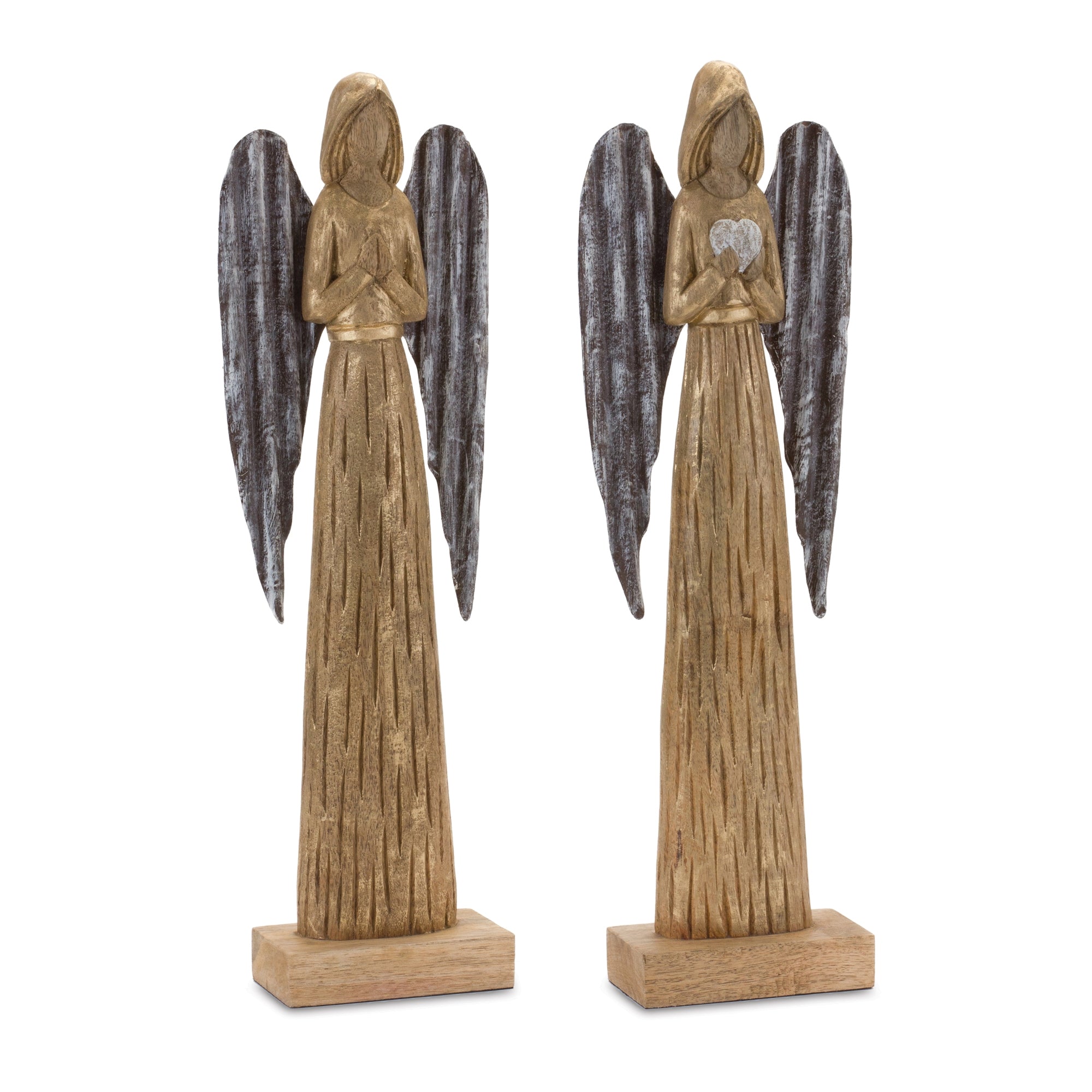 Carved Wood Angel Statue (Set of 2) - Tuesday Morning - Decorative Objects