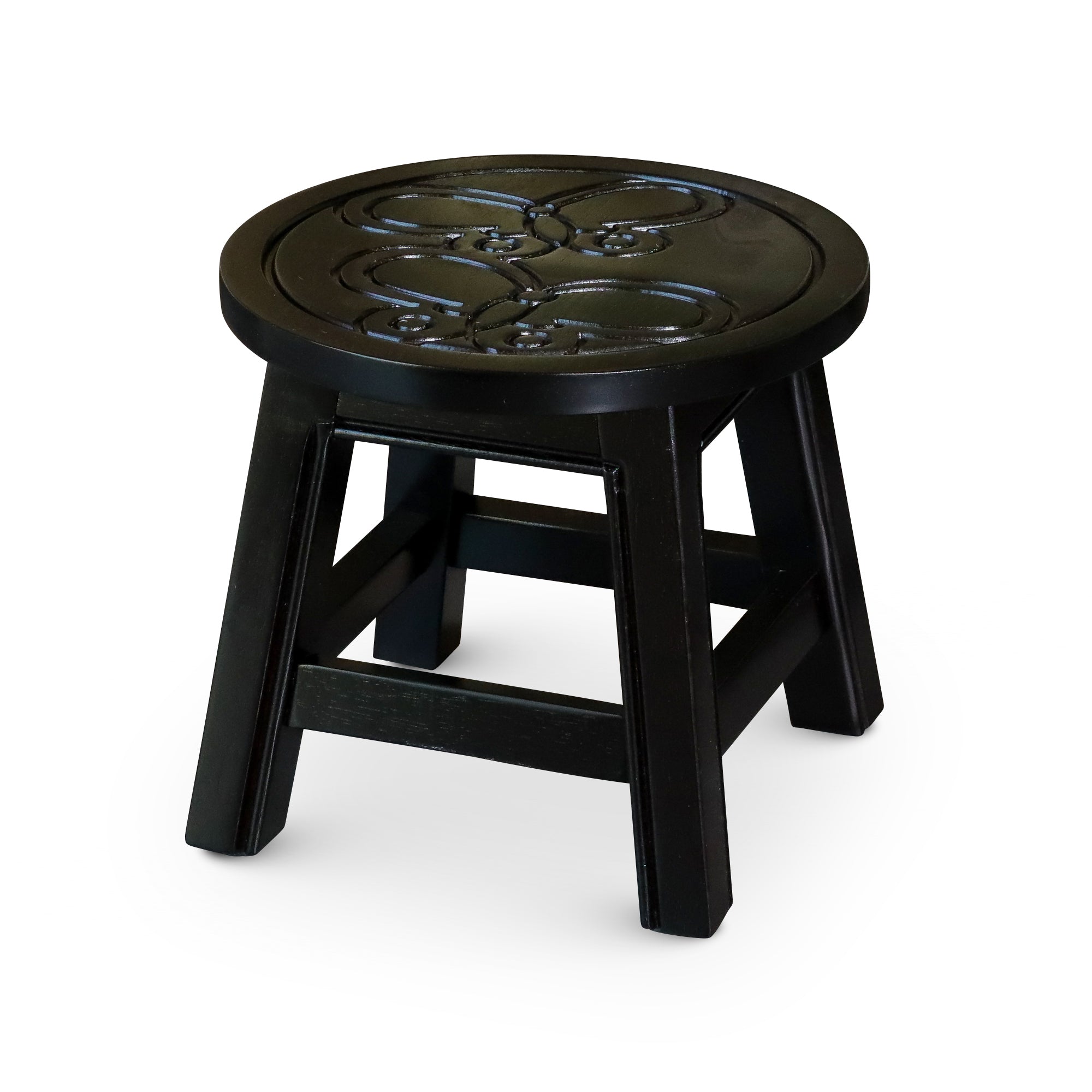 Carved Wooden Step Stool, Butterflies, Espresso - Tuesday Morning - Table & Bar Stools