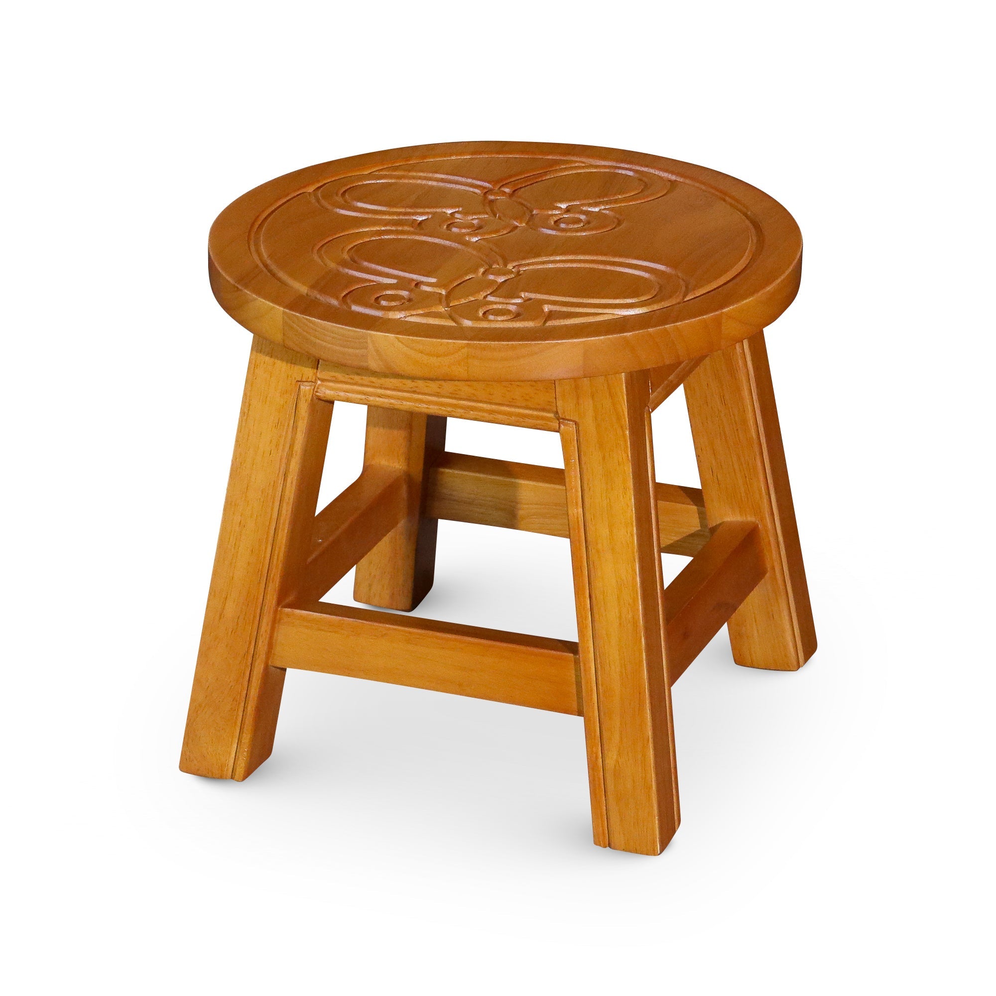 Carved Wooden Step Stool, Butterflies, Natural - Tuesday Morning - Table & Bar Stools