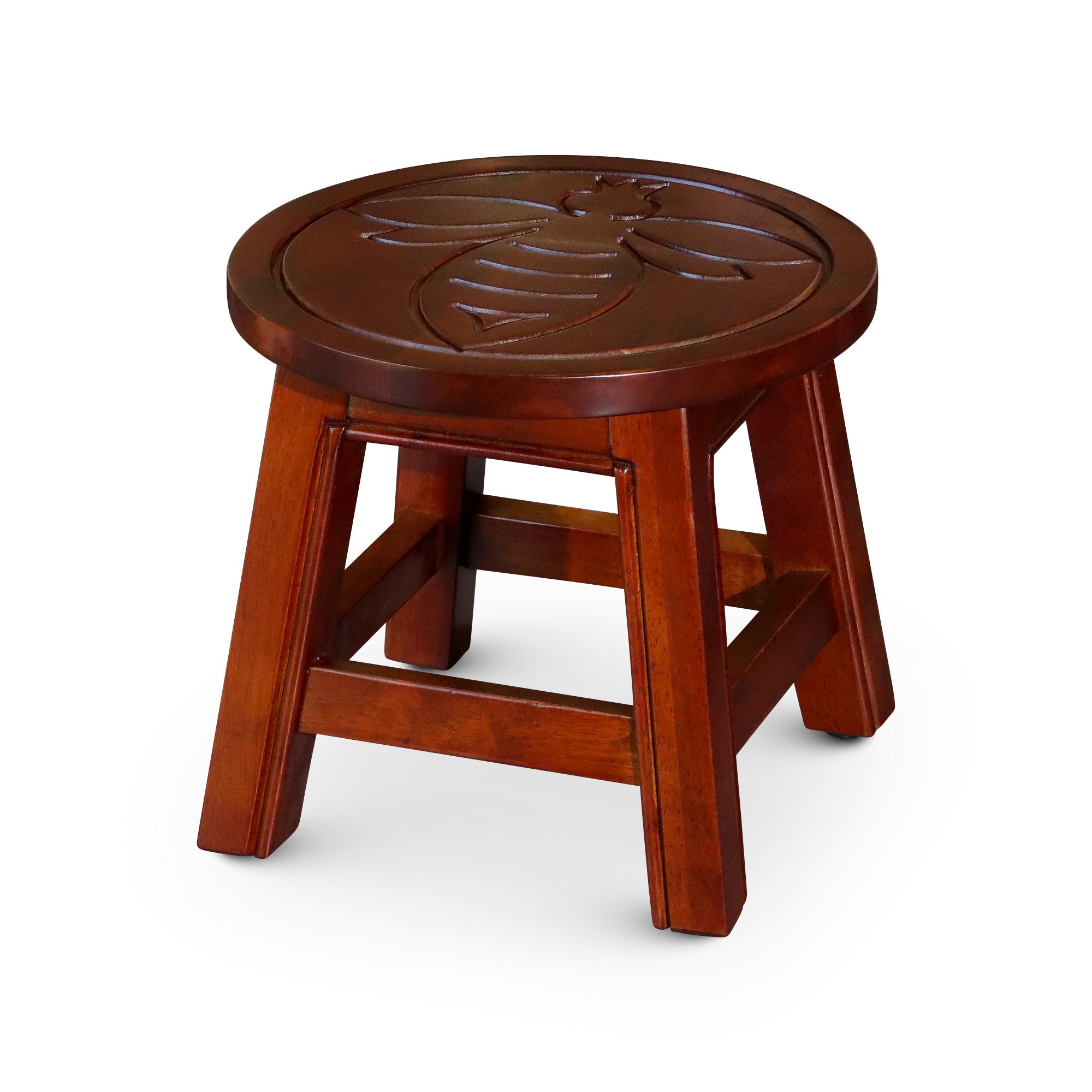 Carved Wooden Step Stool, Queen Bee, Cherry - Tuesday Morning - Table & Bar Stools