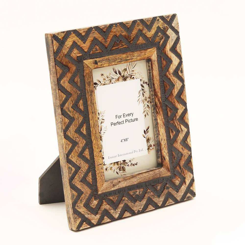 Carving Photo Frame 4'' X 6'' - Mango Wood - Tuesday Morning - Photo Frames & Albums