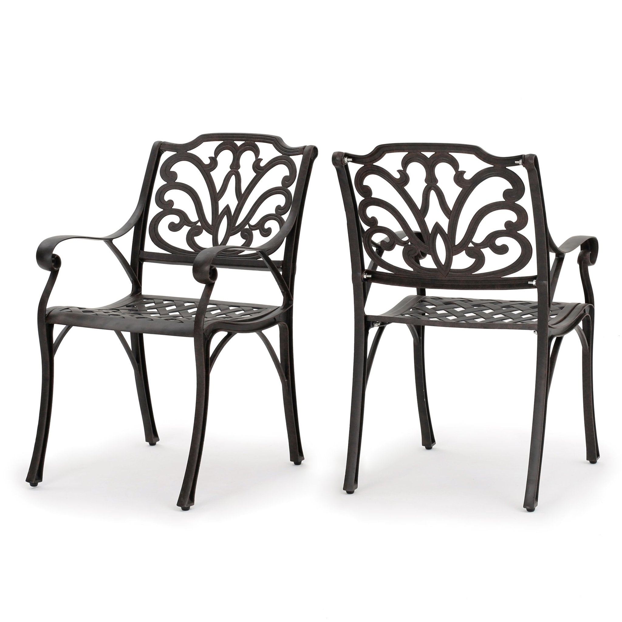 Cast Aluminum Outdoor Dining Chairs Set of 2 Perfect for Patio in Bronze - Tuesday Morning - Outdoor Furniture Sets