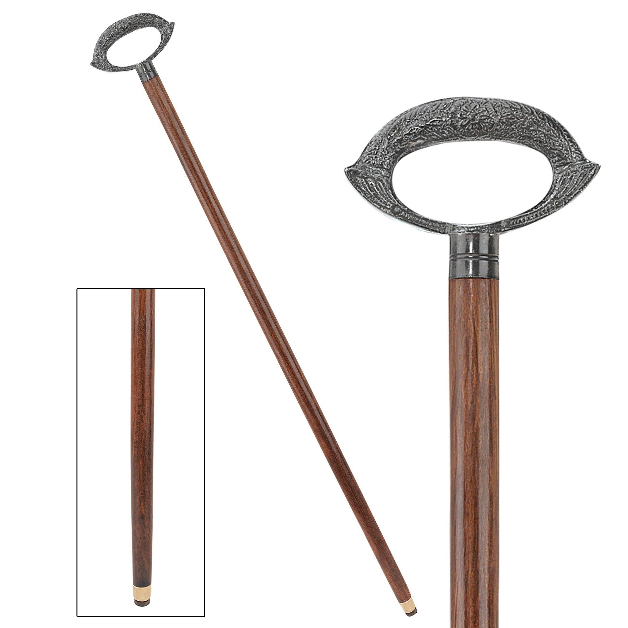 Cast Metal Grip Handle Hardwood Walking Stick - Tuesday Morning - Walking Sticks