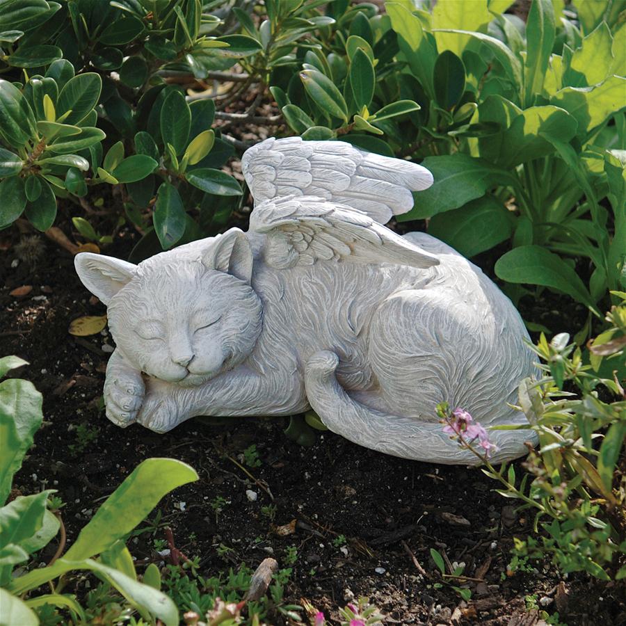 Cat Memorial Angel Pet Statue: Stone - Tuesday Morning - Statues & Sculptures