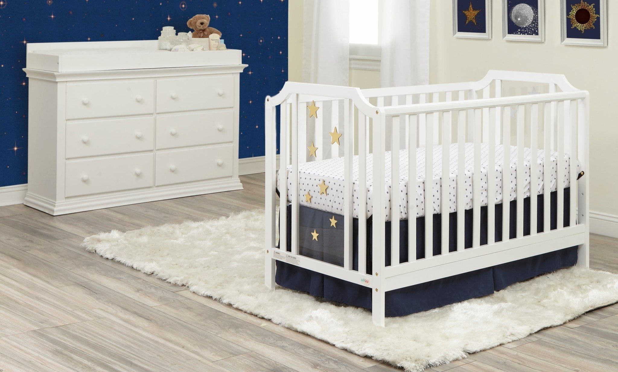 Celeste 3 - in - 1 Convertible Island Crib White - Tuesday Morning - Cribs & Toddler Beds