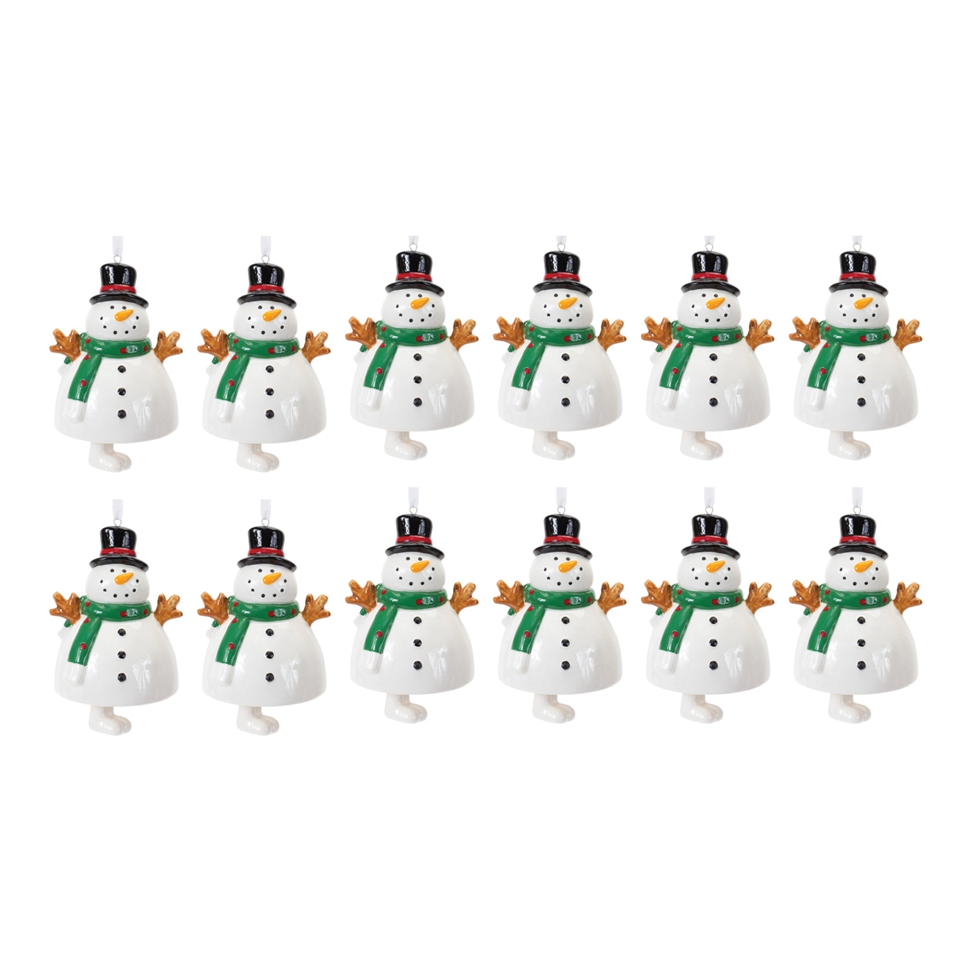 Ceramic Snowman Bell Ornament (Set of 12) - Tuesday Morning - Decorative Objects