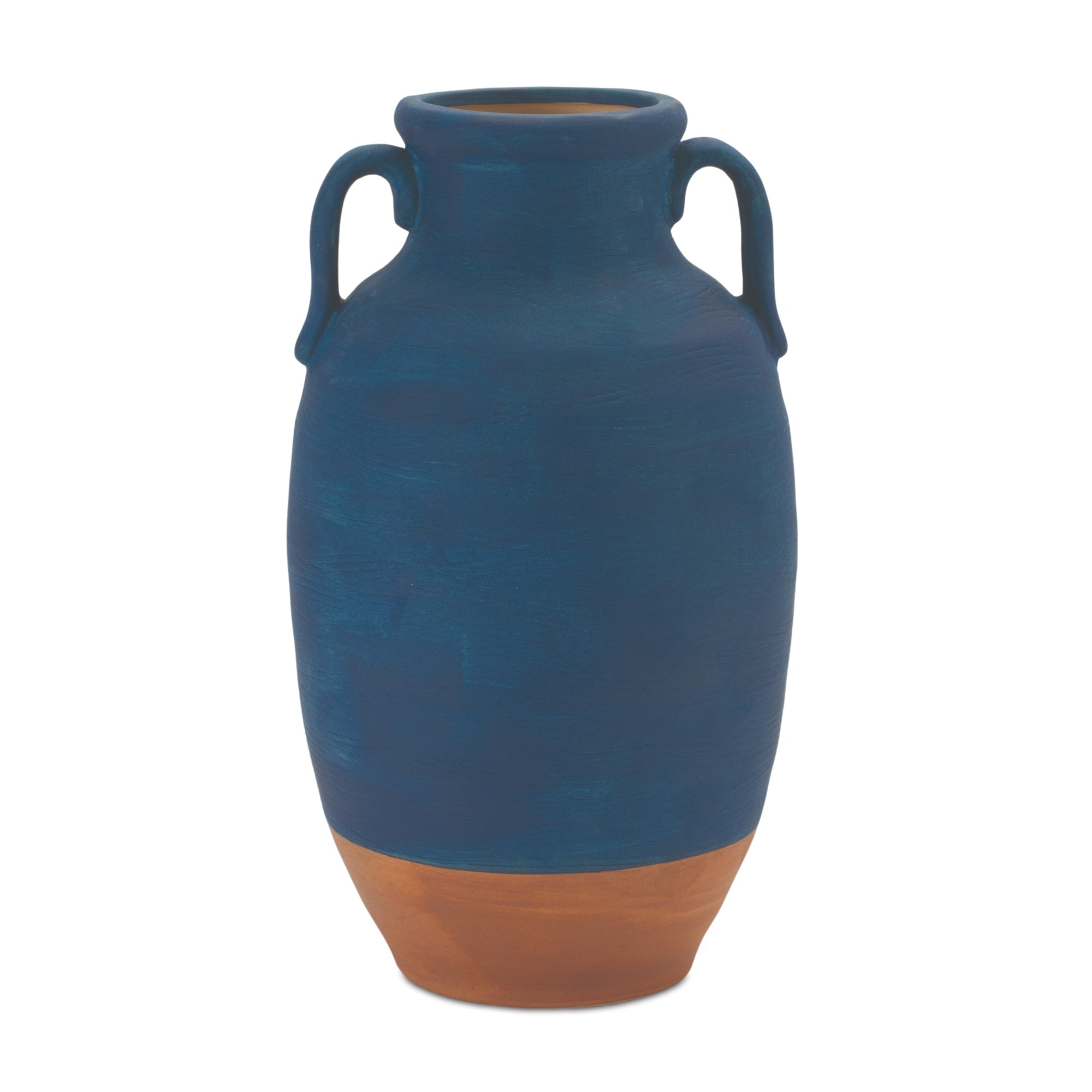 Ceramic Urn Vase with Terra Cotta Accent 10.5