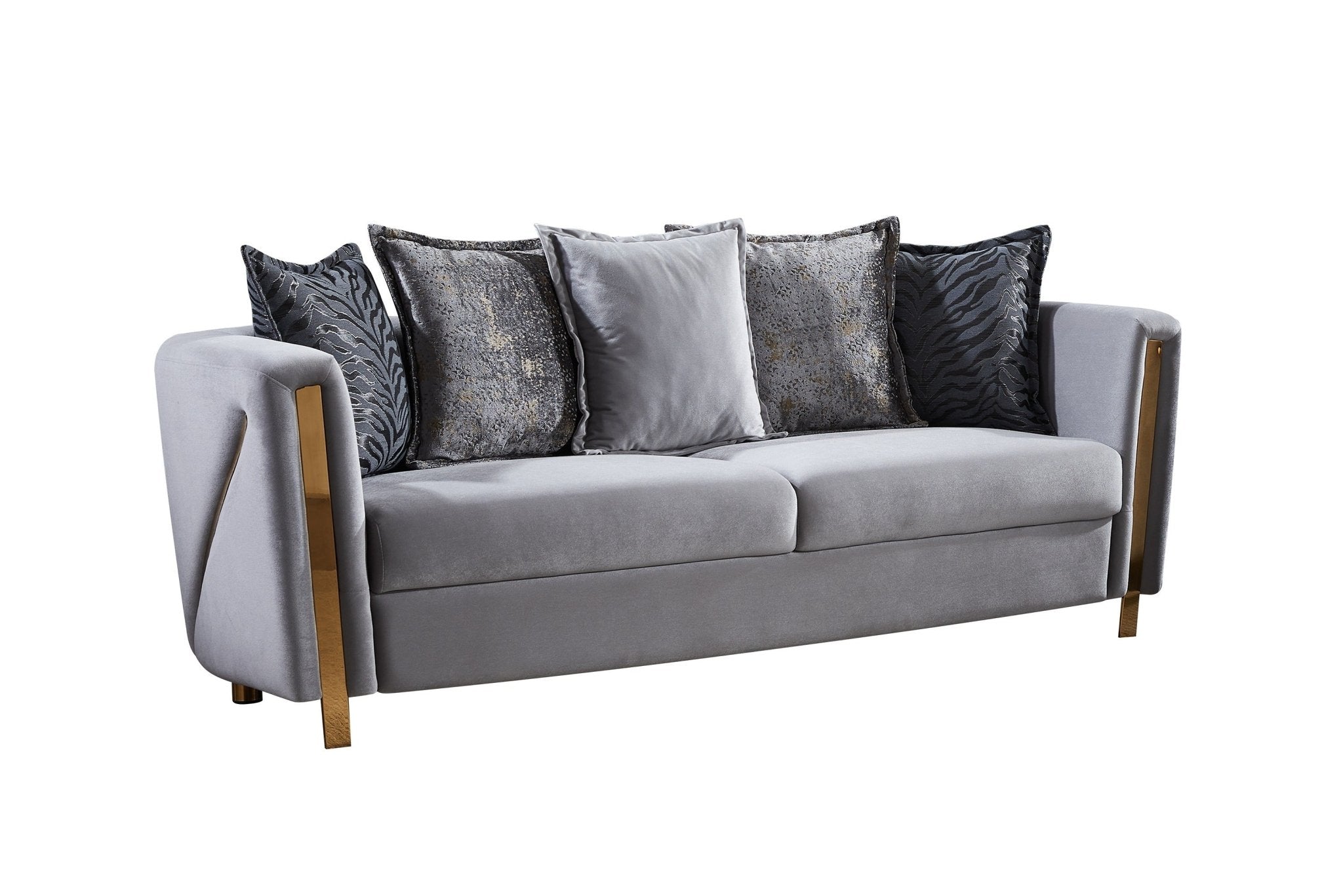 Chanelle Thick Velvet Fabric Upholstered 2Pc Living Room Set Made With Wood in Gray - Tuesday Morning - Beds & Bed Frames