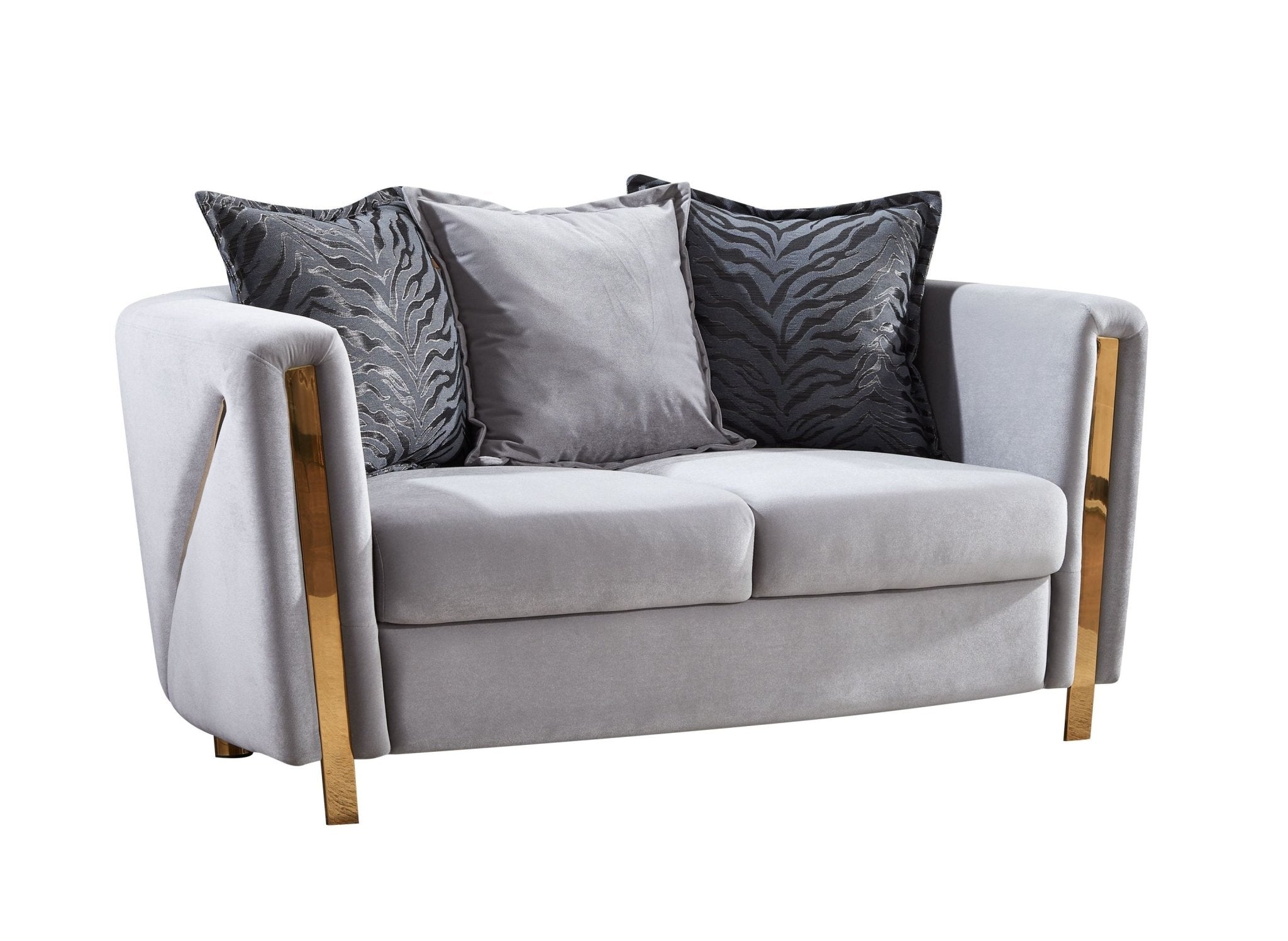 Chanelle Thick Velvet Fabric Upholstered Loveseat Made With Wood in Gray - Tuesday Morning - Sofas & Sectionals