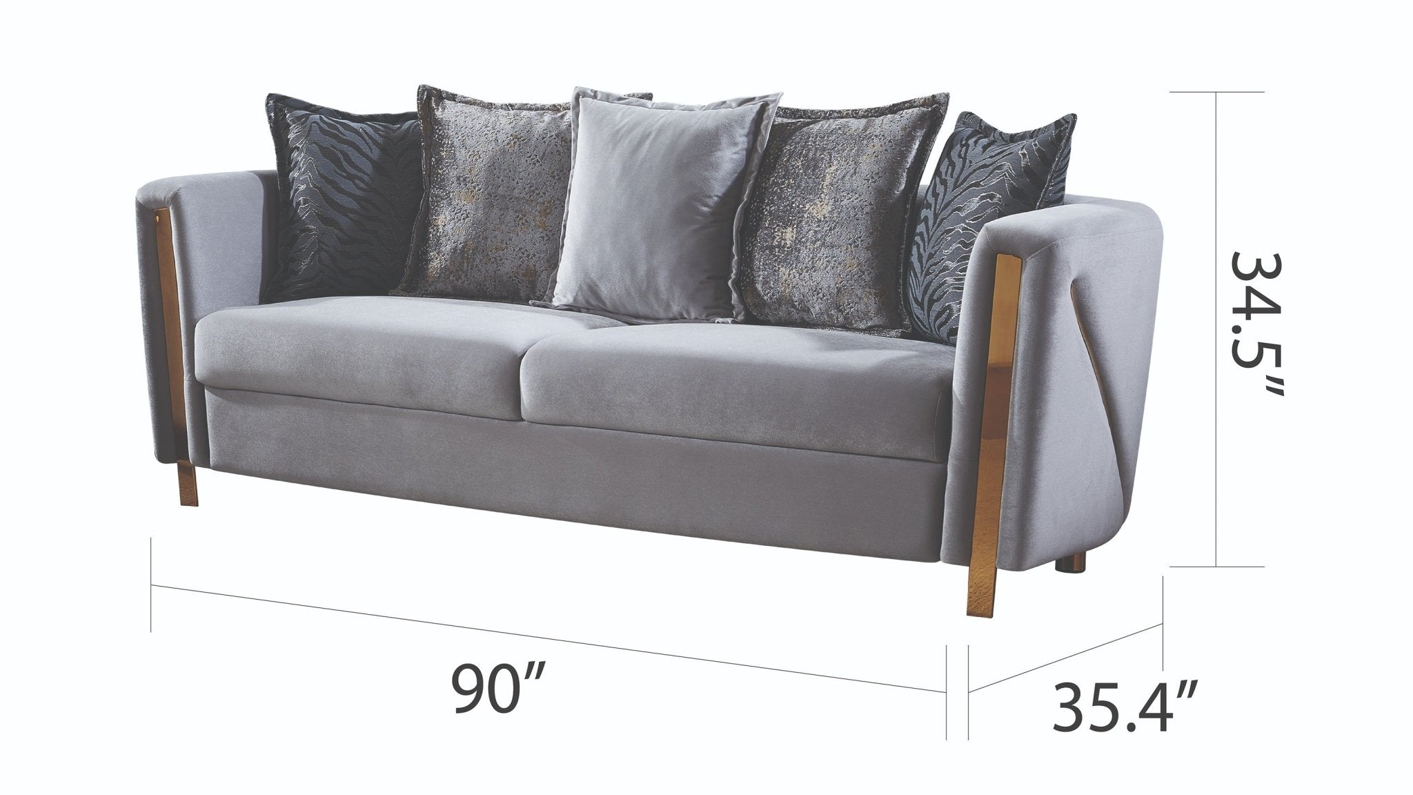 Chanelle Thick Velvet Fabric Upholstered Sofa Made With Wood in Gray - Tuesday Morning - Sofas & Sectionals