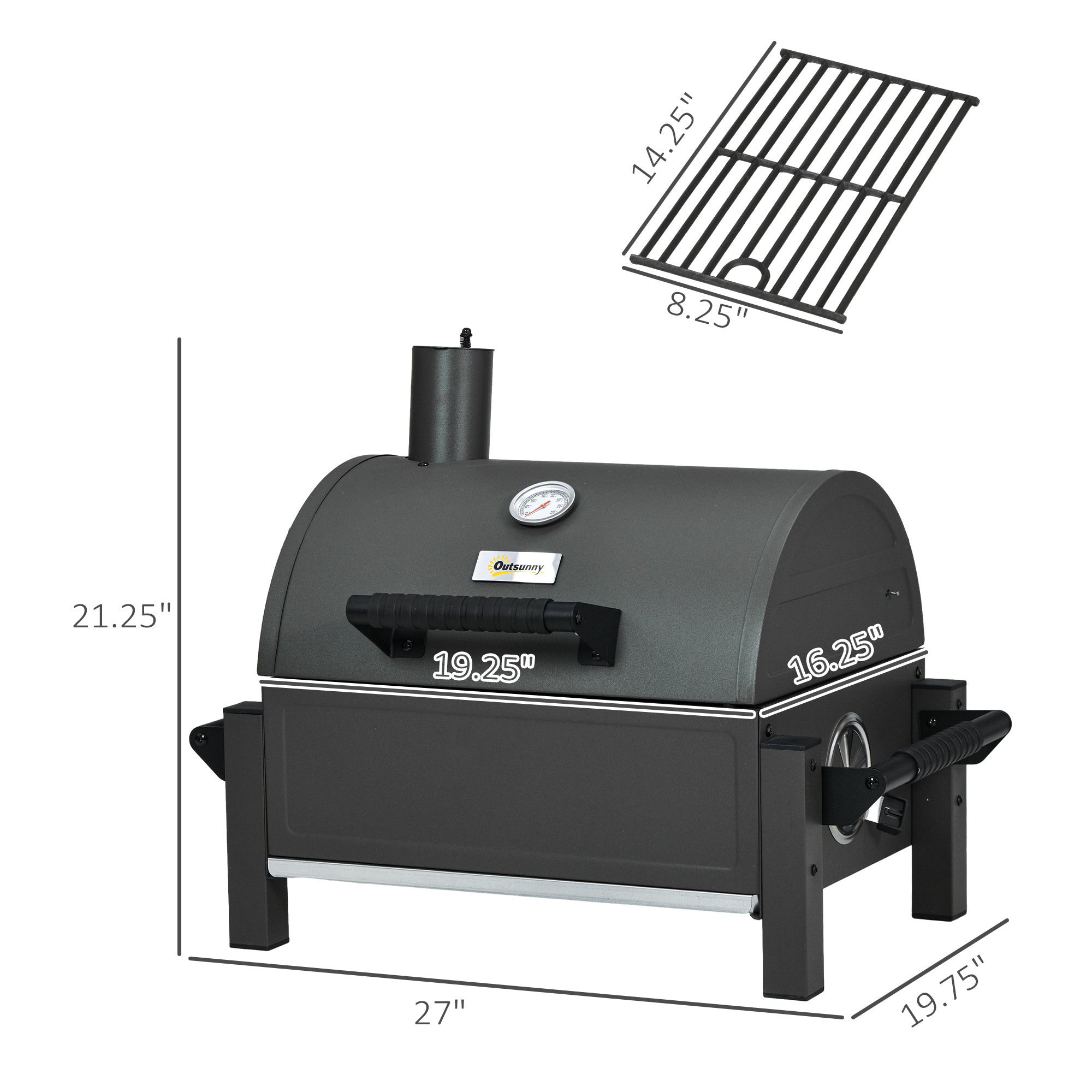 Charcoal BBQ Grill with 235 sq.in. Cooking Area, Black - Tuesday Morning - Fire Pits