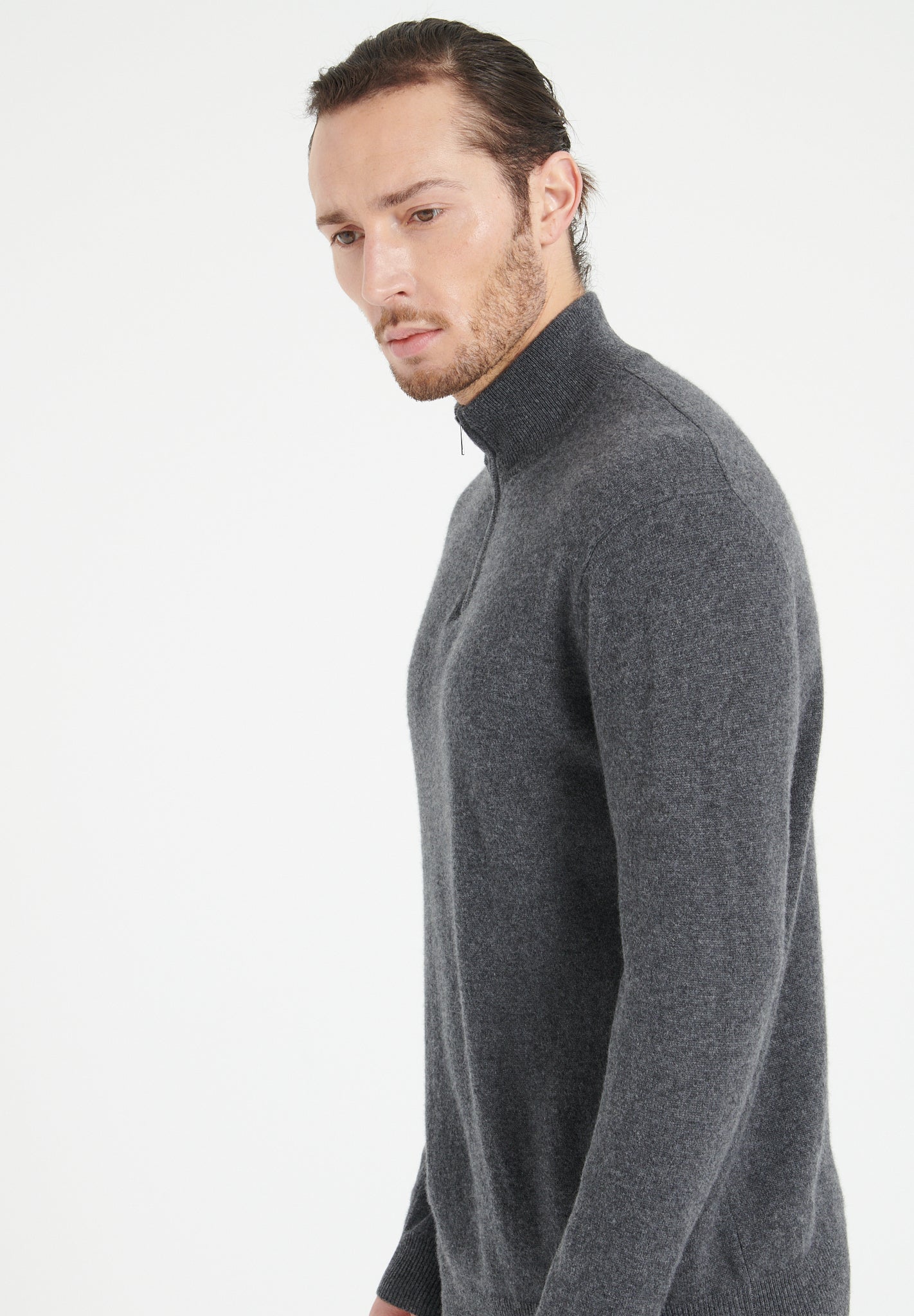 Charcoal grey cashmere trucker sweater - Tuesday Morning - Sweaters & Hoodies