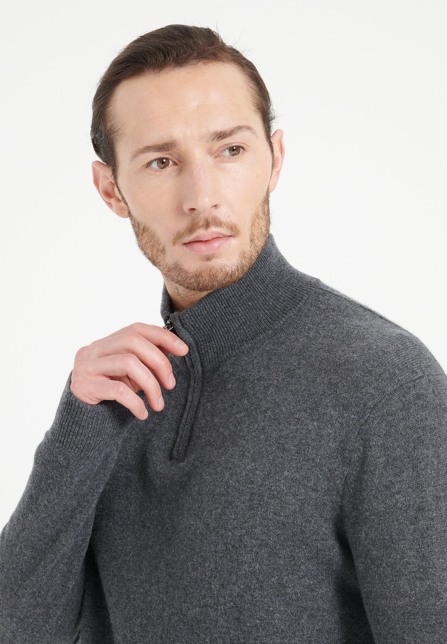 Charcoal grey cashmere trucker sweater - Tuesday Morning - Sweaters & Hoodies