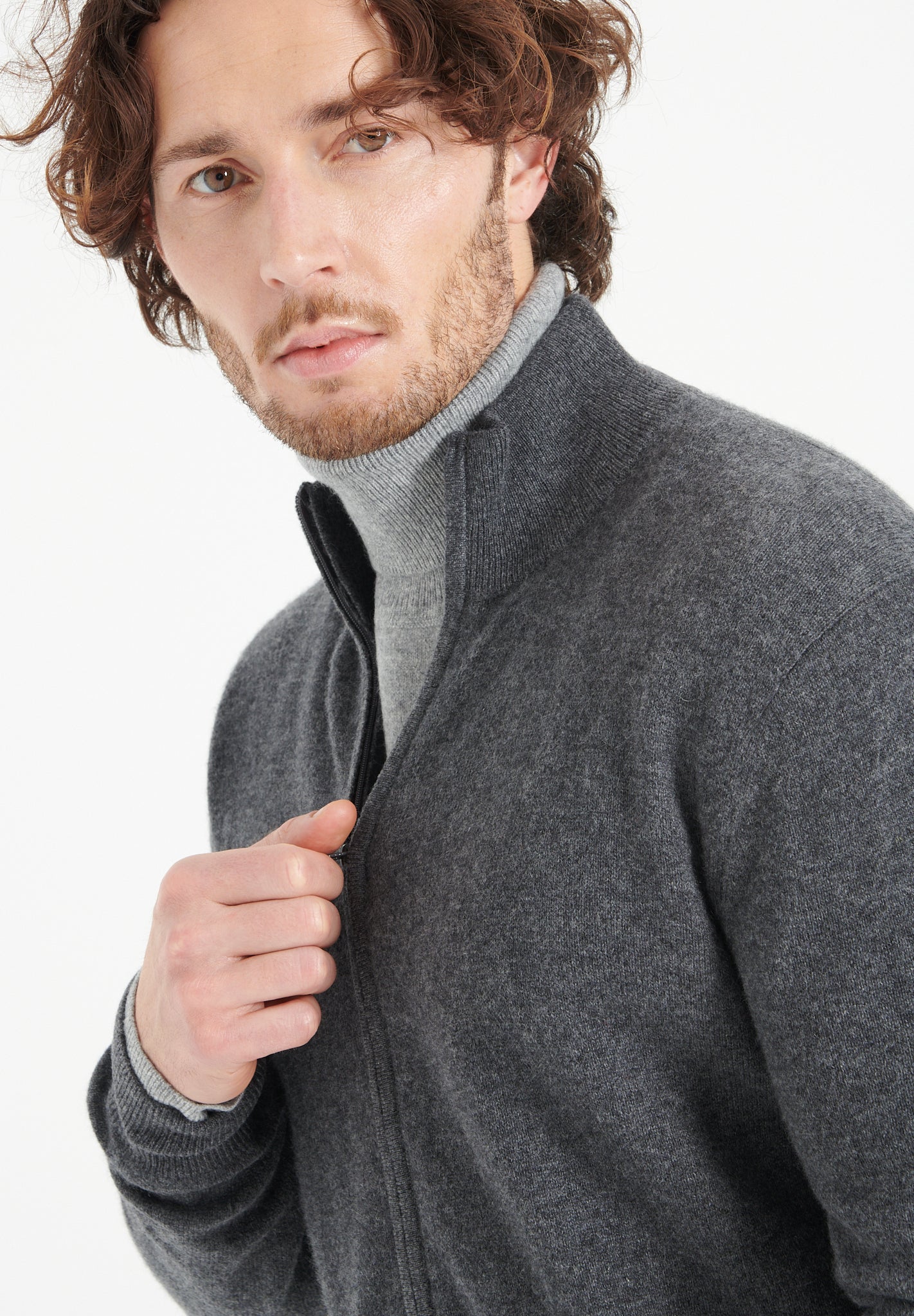 Charcoal grey cashmere zip cardigan - Tuesday Morning - Sweaters & Hoodies