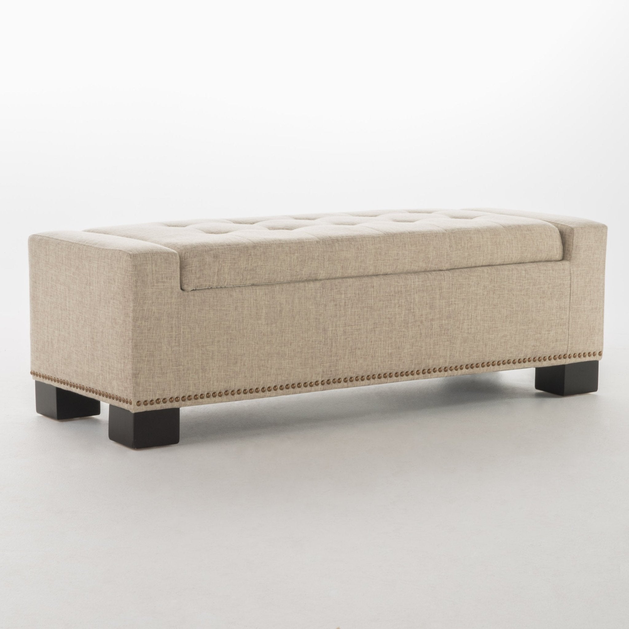 CHELSEA STORAGE OTTOMAN W/STUDS - Tuesday Morning - Ottomans & Poufs