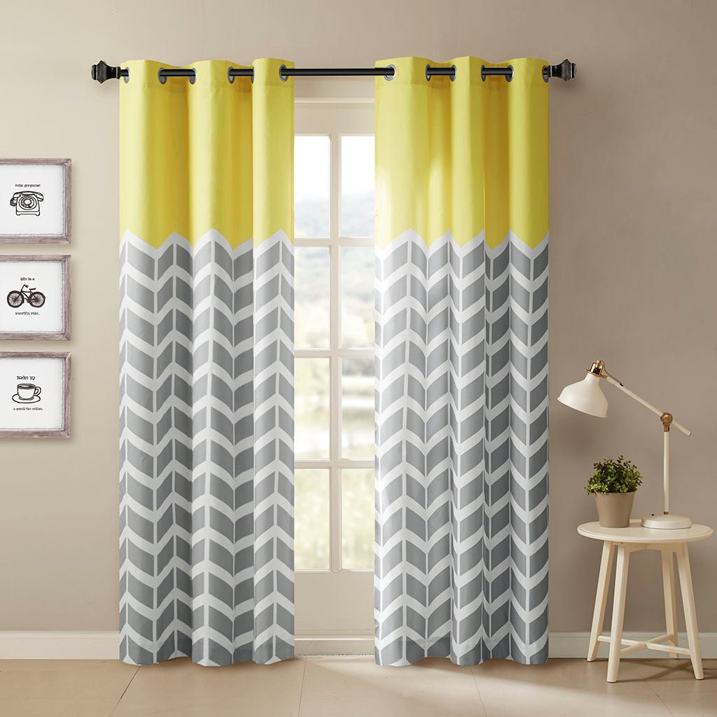 Chevron Printed Room Darkening Grommet Top Panel Pair - Tuesday Morning - Window Curtains & Drapes