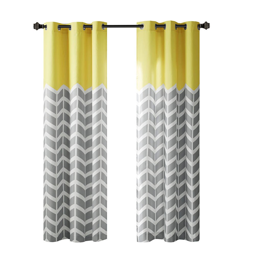 Chevron Printed Room Darkening Grommet Top Panel Pair - Tuesday Morning - Window Curtains & Drapes