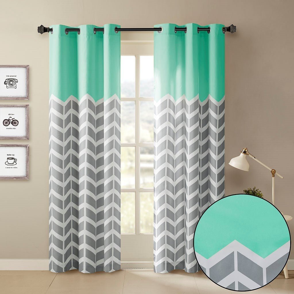 Chevron Printed Room Darkening Grommet Top Panel Pair - Tuesday Morning - Window Curtains & Drapes