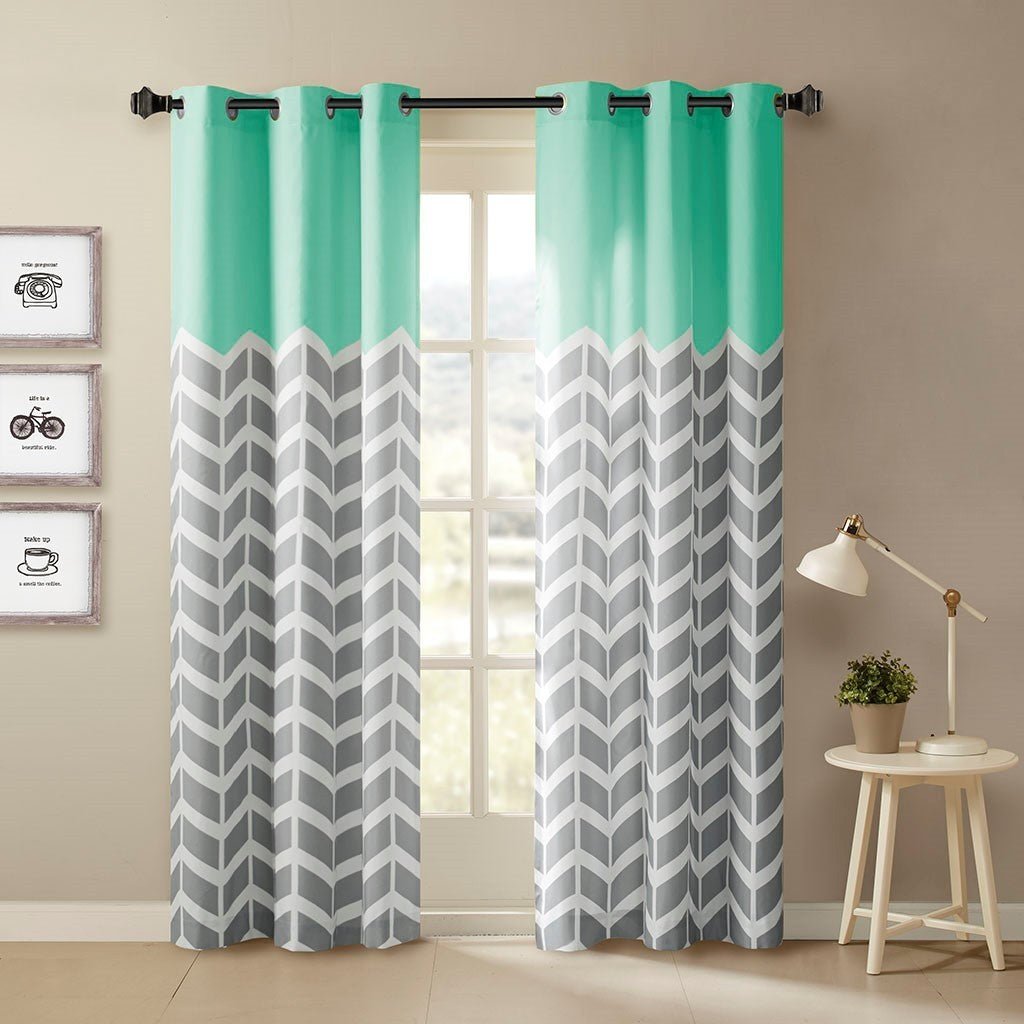 Chevron Printed Room Darkening Grommet Top Panel Pair - Tuesday Morning - Window Curtains & Drapes