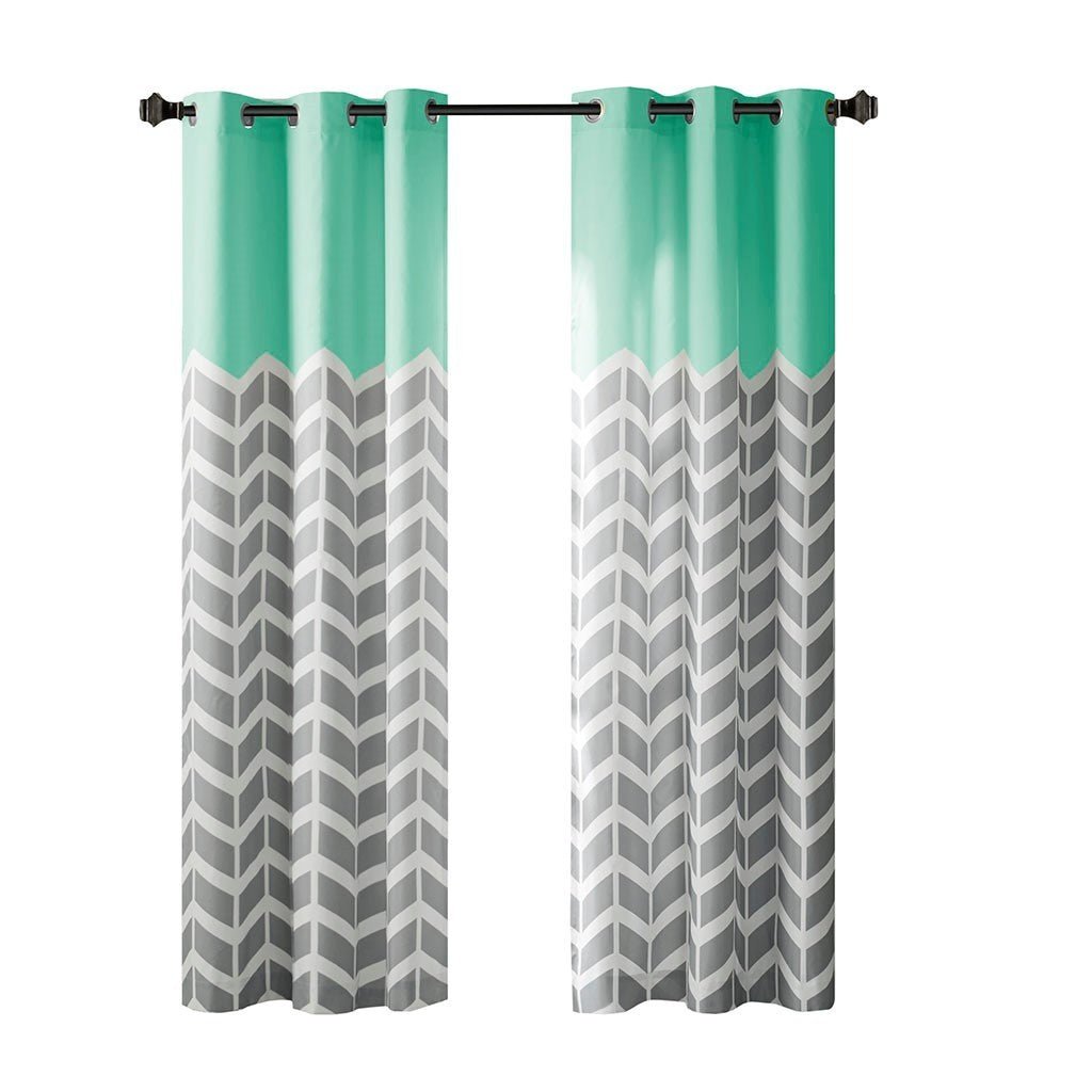 Chevron Printed Room Darkening Grommet Top Panel Pair - Tuesday Morning - Window Curtains & Drapes