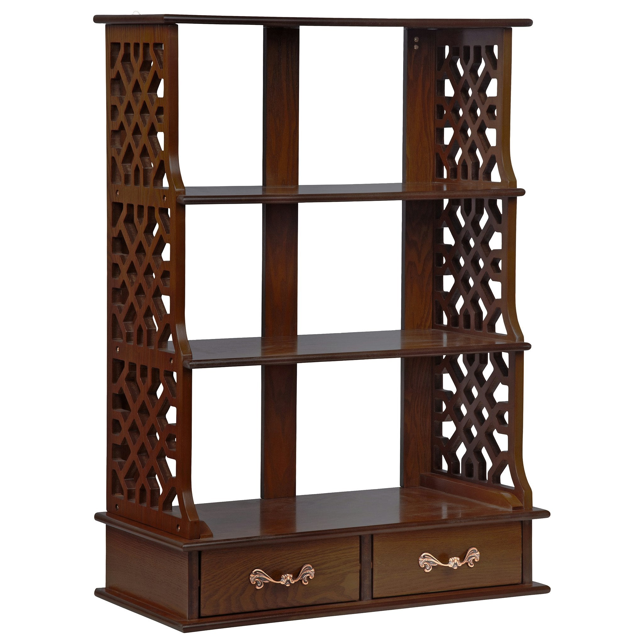 Chinese Chippendale - Style Triple Shelf Hardwood Curio - Tuesday Morning - Wall Shelves