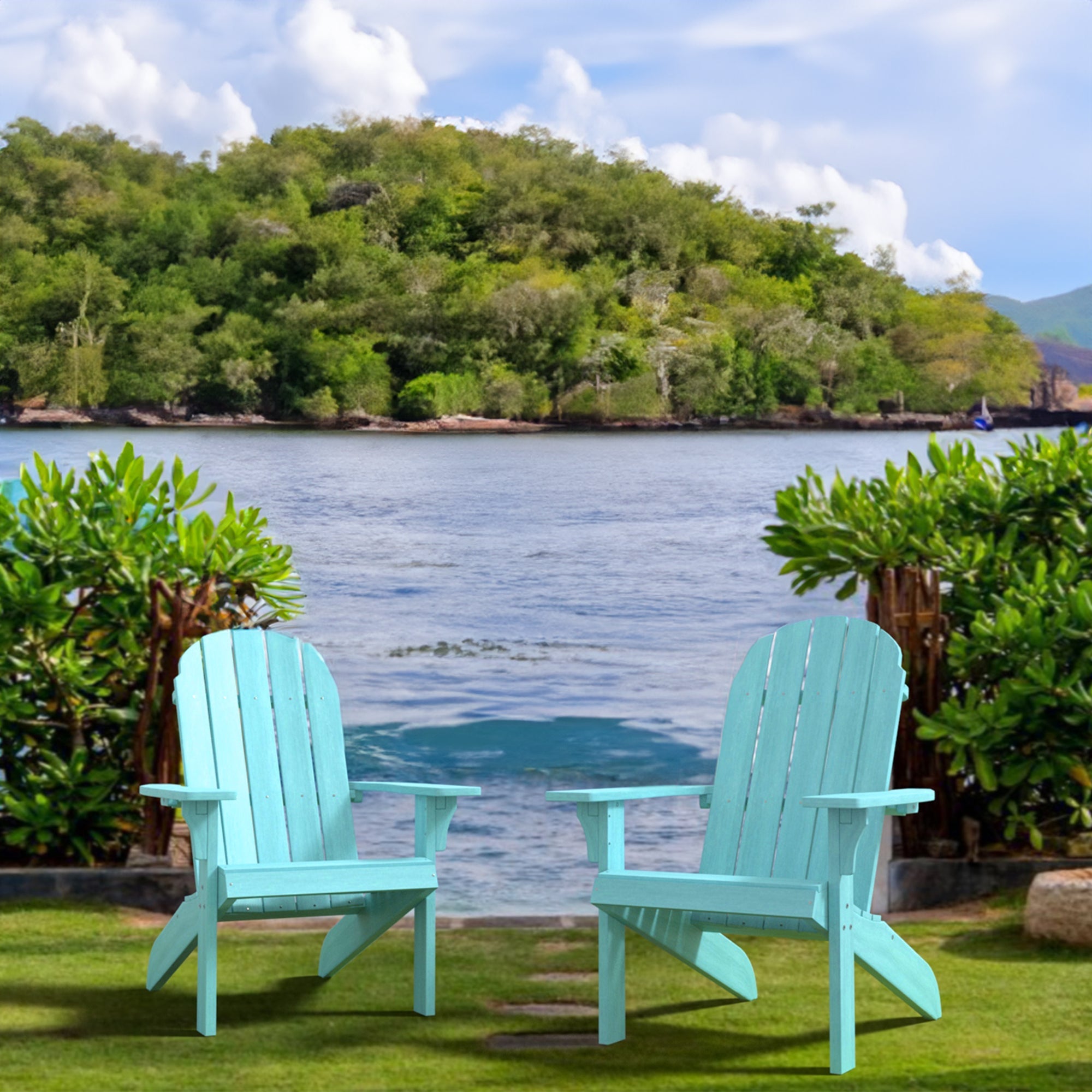 Classic Adirondack Chair, Ultra Durable Weather Resistant Design - 300 lb Capacity, Blue - Tuesday Morning - Chairs