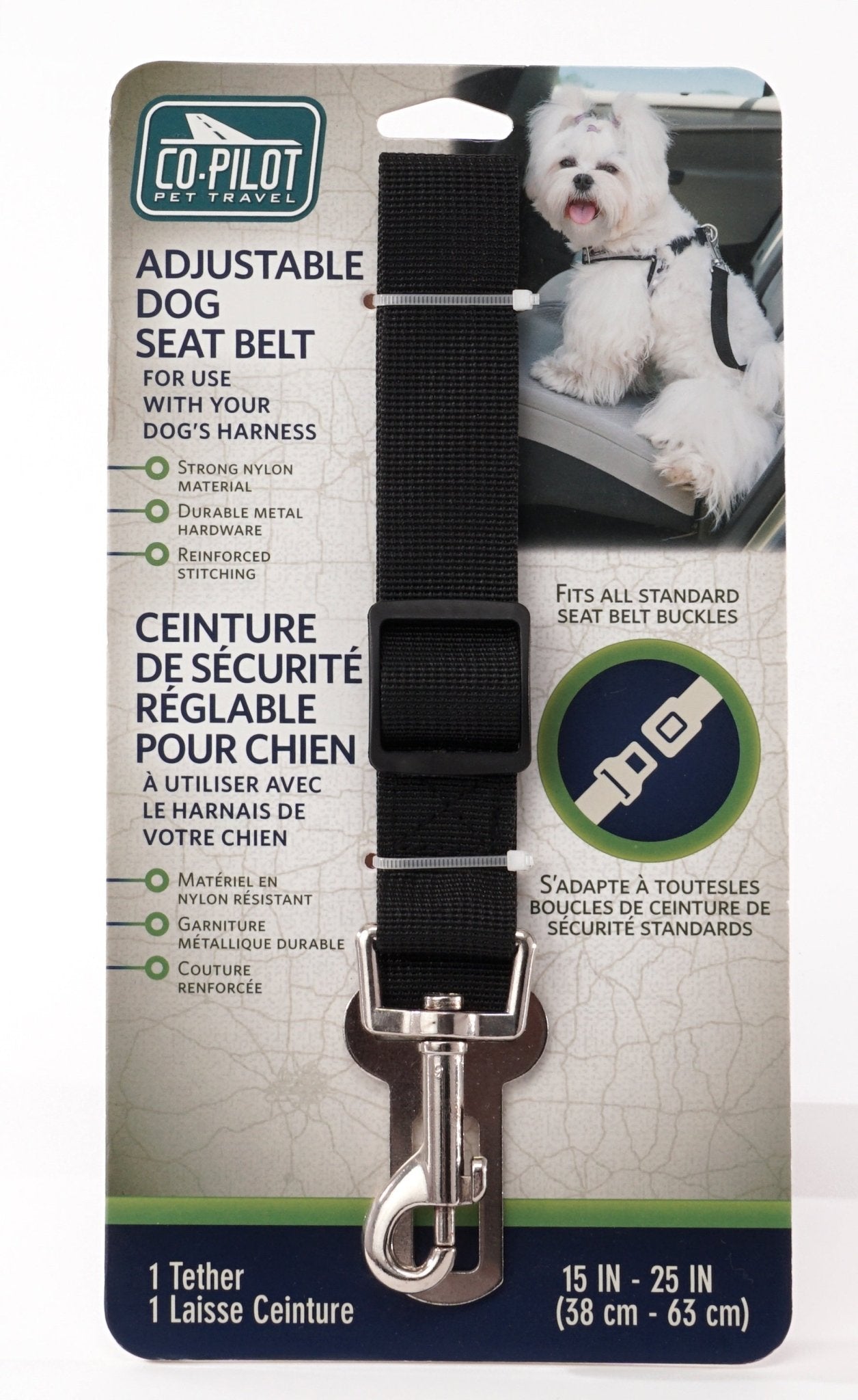 Co - Pilot Dog Seat Belt - Car Harness for Dogs - Adjustable Safety Leash Pet Seatbelt, Durable, Made of Nylon - Tuesday Morning - Pet Supplies