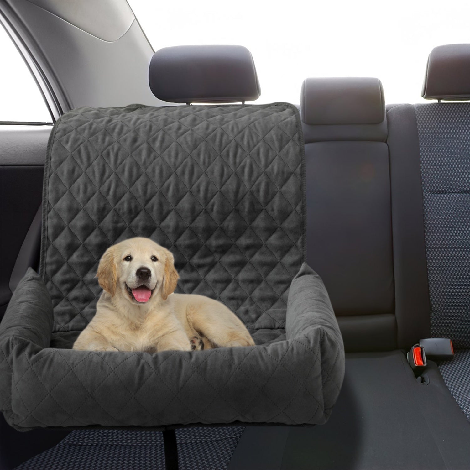 Co - Pilot Quilted Bolster Car Seat Cover for Pet - Travel Dog Bed for Back Seat, Detachable and Comfortable - Tuesday Morning - Pet Supplies