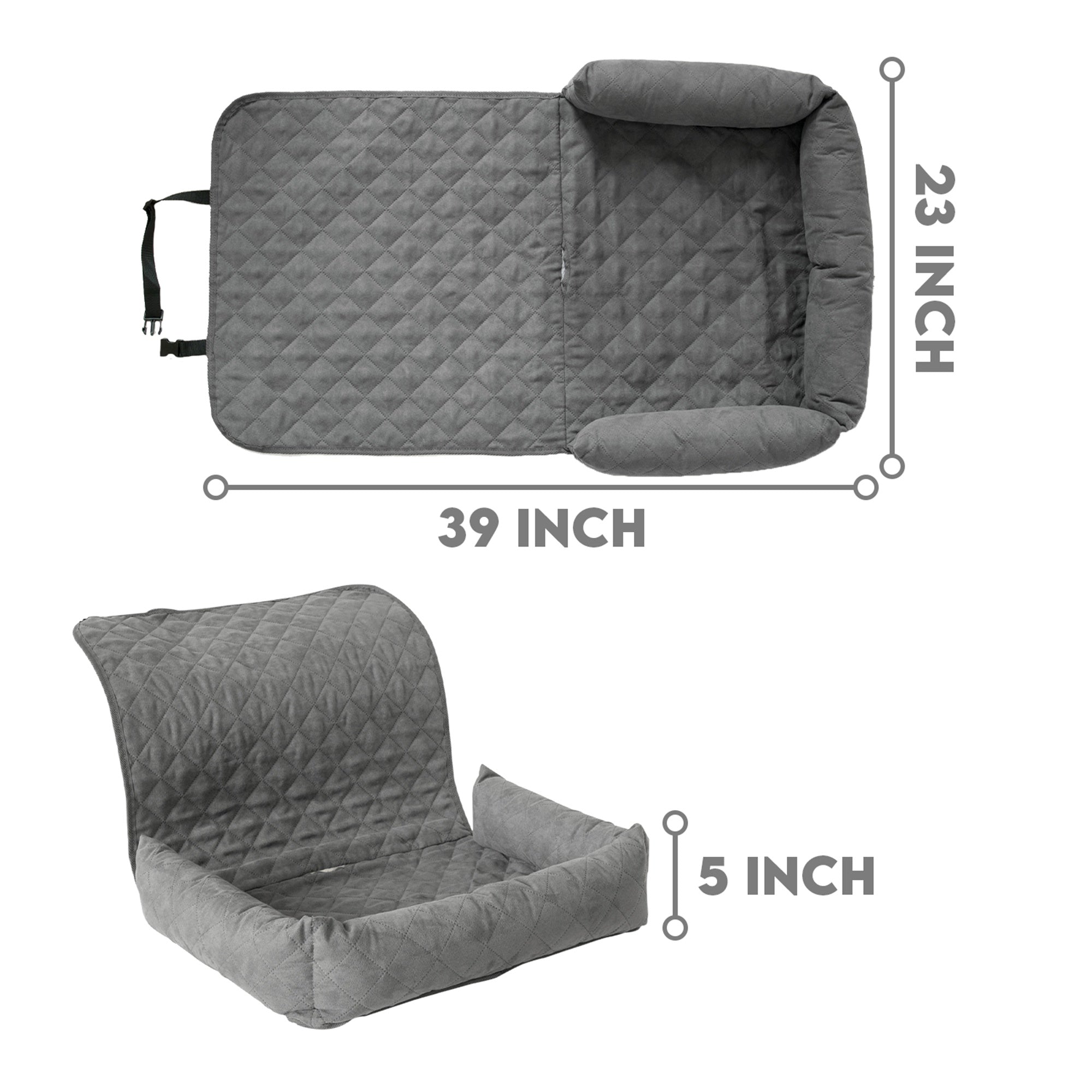 Co - Pilot Quilted Bolster Car Seat Cover for Pet - Travel Dog Bed for Back Seat, Detachable and Comfortable - Tuesday Morning - Pet Supplies