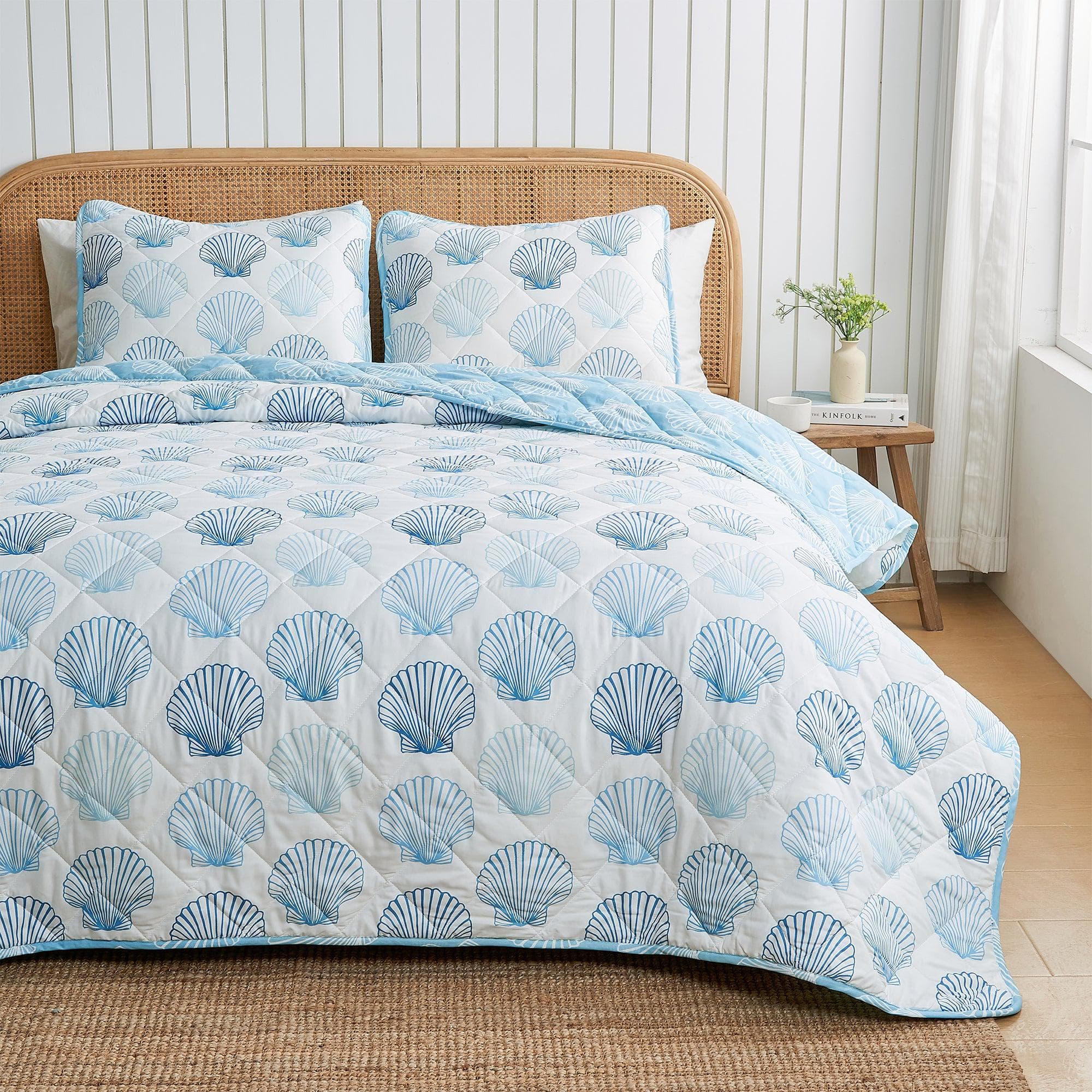 Coastal Blue Seashell Quilt Set - Cersi Collection - Tuesday Morning - Quilts & Comforters