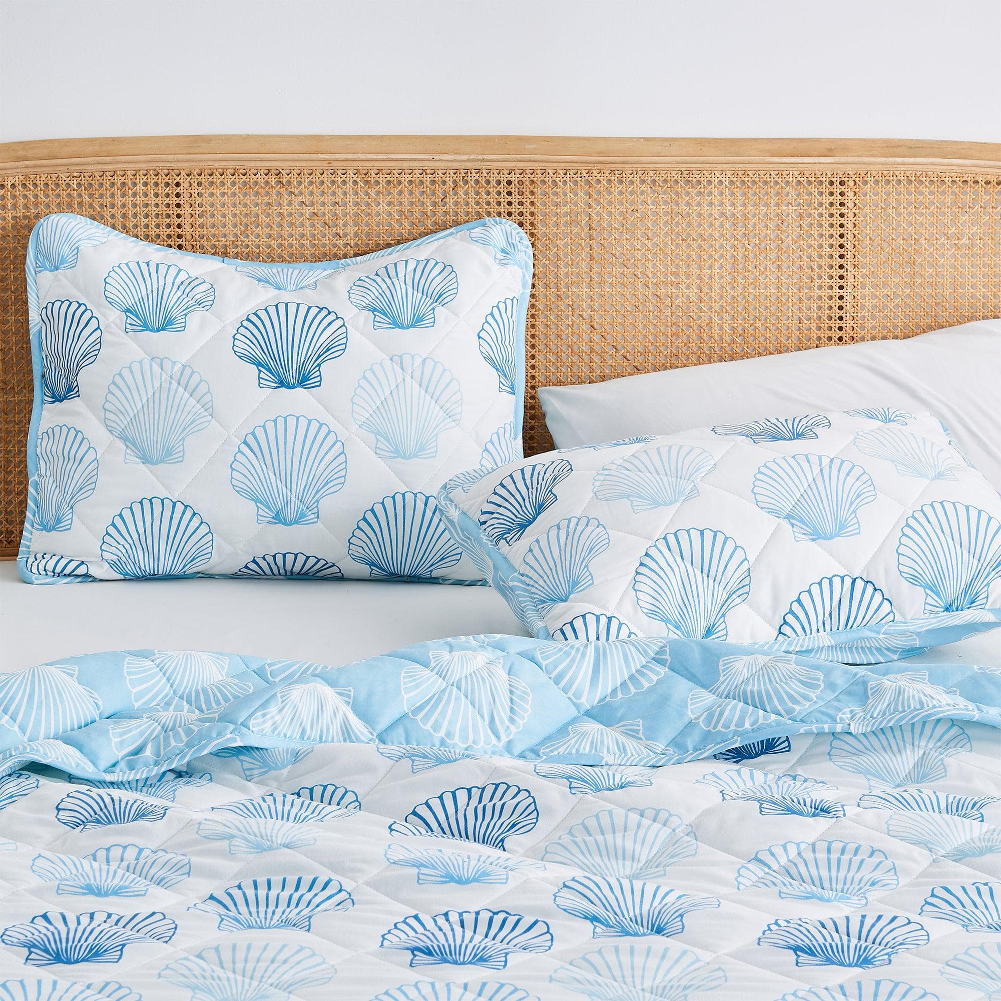 Coastal Blue Seashell Quilt Set - Cersi Collection - Tuesday Morning - Quilts & Comforters