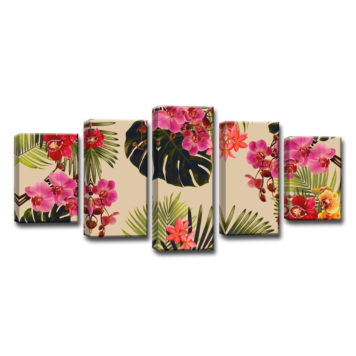 Coastal Jungle' 5 Piece Wrapped Canvas Wall Art Set - Tuesday Morning - Wall Art