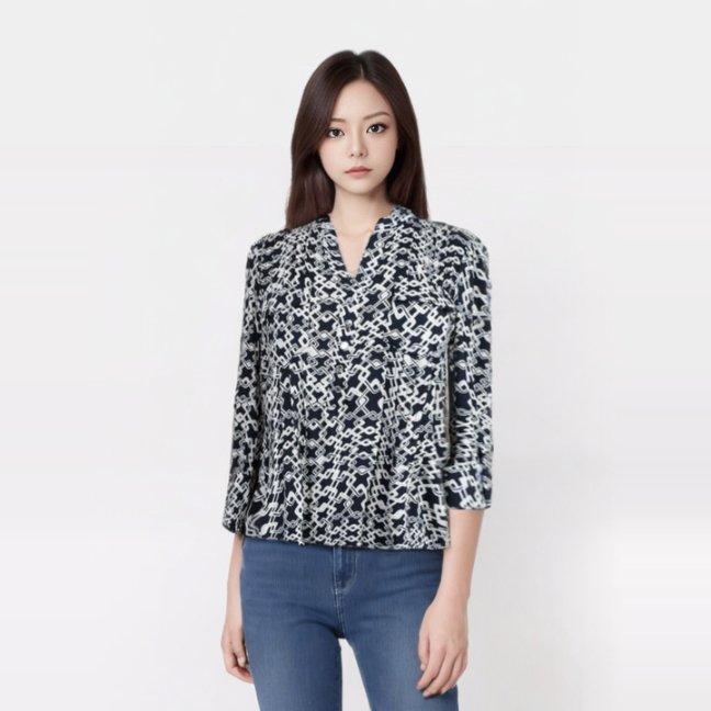 Cocomo Black and Taupe Popover with Pleats - Tuesday Morning - Shirts & Blouses