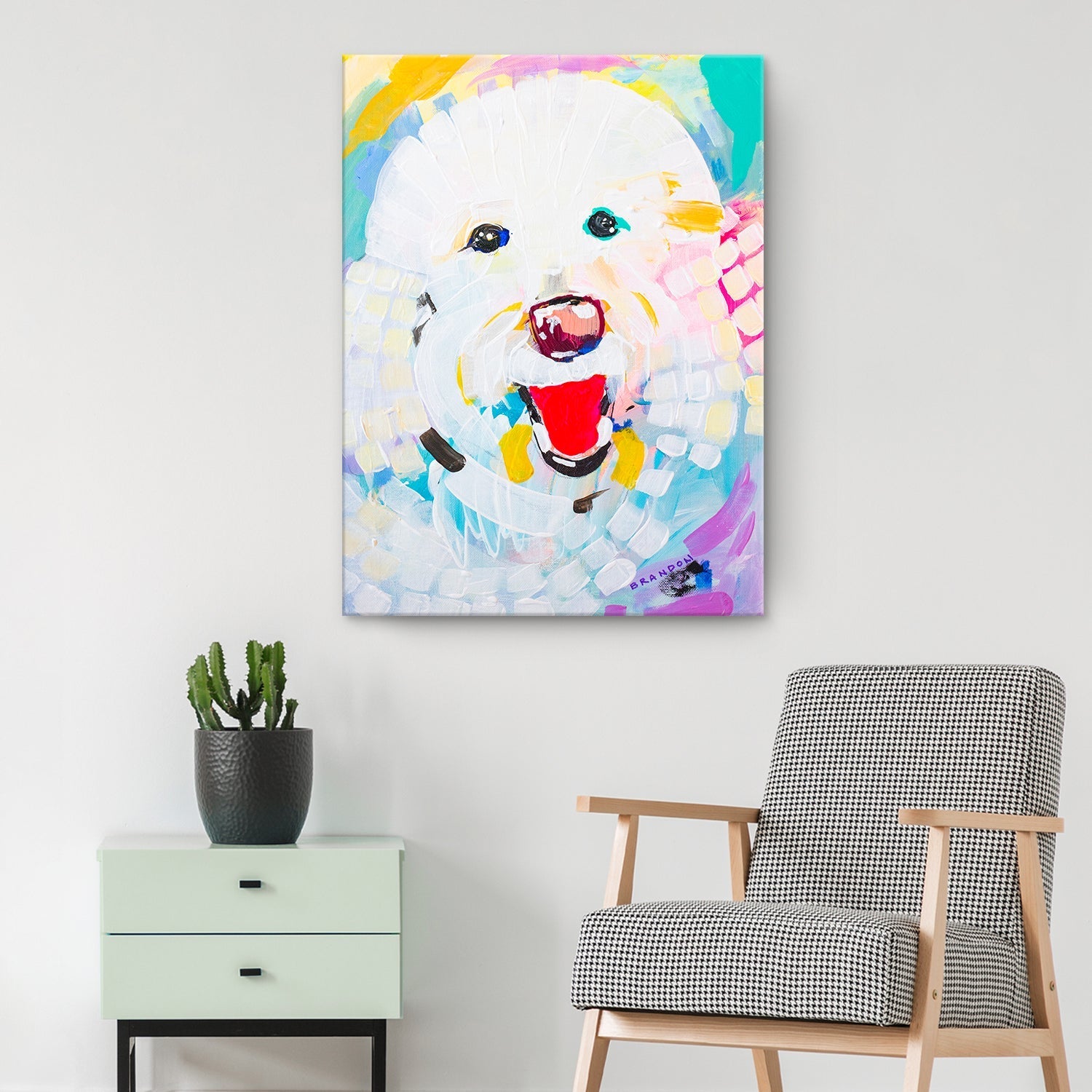 Colorburst Bichon' Wrapped Canvas Wall Art - Tuesday Morning - Wall Art