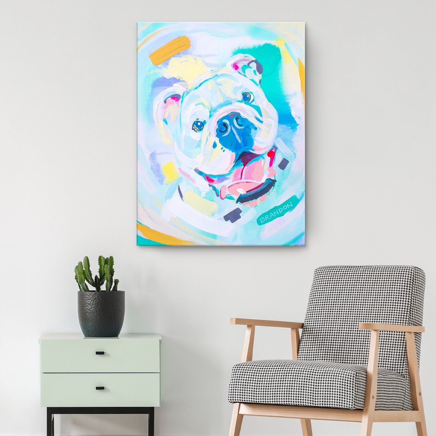 Colorburst Bulldog' Wrapped Canvas Wall Art - Tuesday Morning - Wall Art