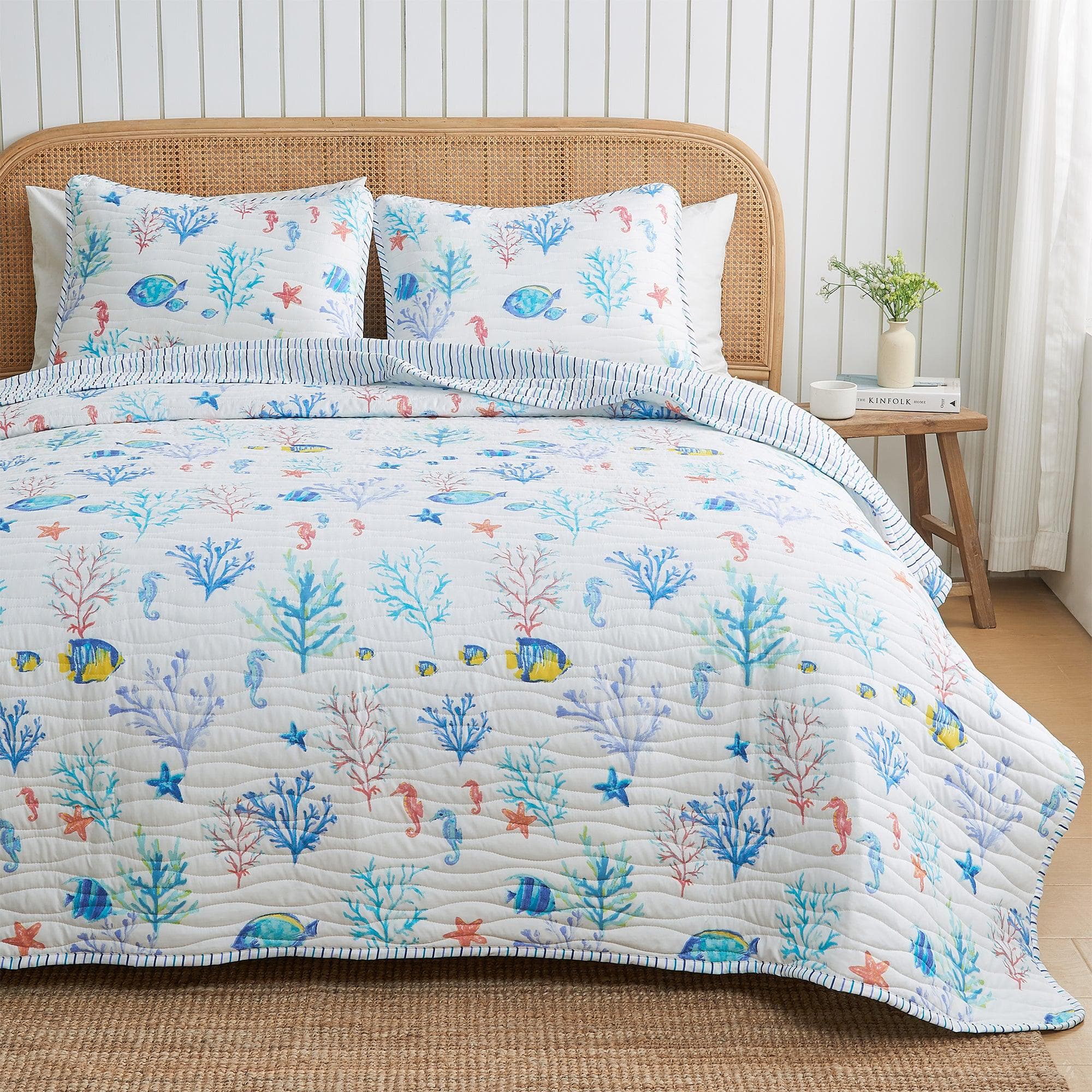 Colorful Coastal Seascape Quilt Set - Ryanne Collection - Tuesday Morning - Quilts & Comforters