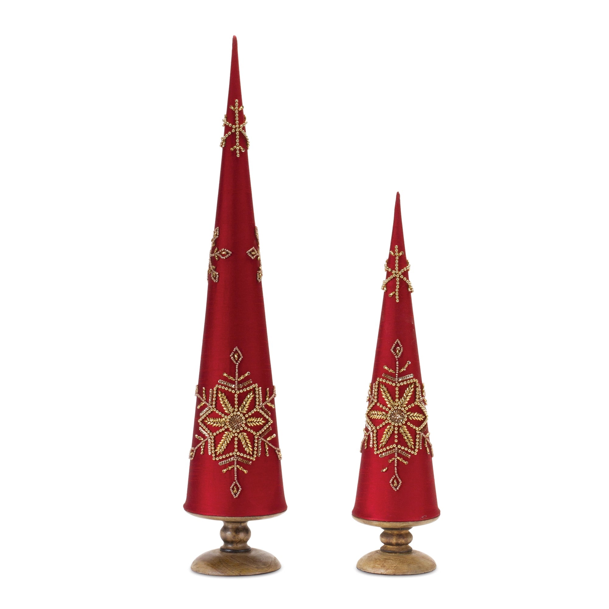 Cone Pine Tree with Beaded Snowflake (Set of 2) - Tuesday Morning - Decorative Objects