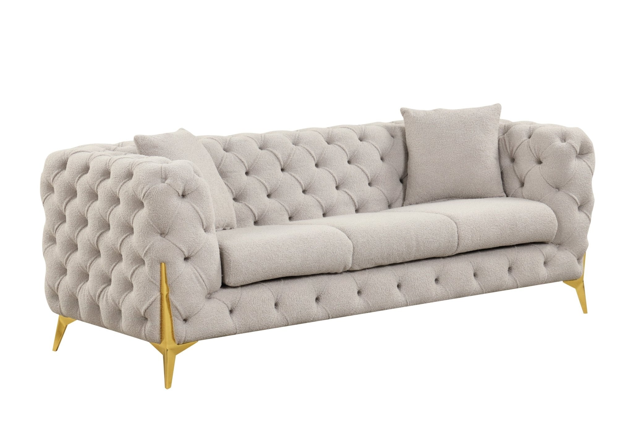 Contempo Modern Style Buckle Fabric Sofa Made with Wood in Gray - Tuesday Morning - Sofas & Sectionals